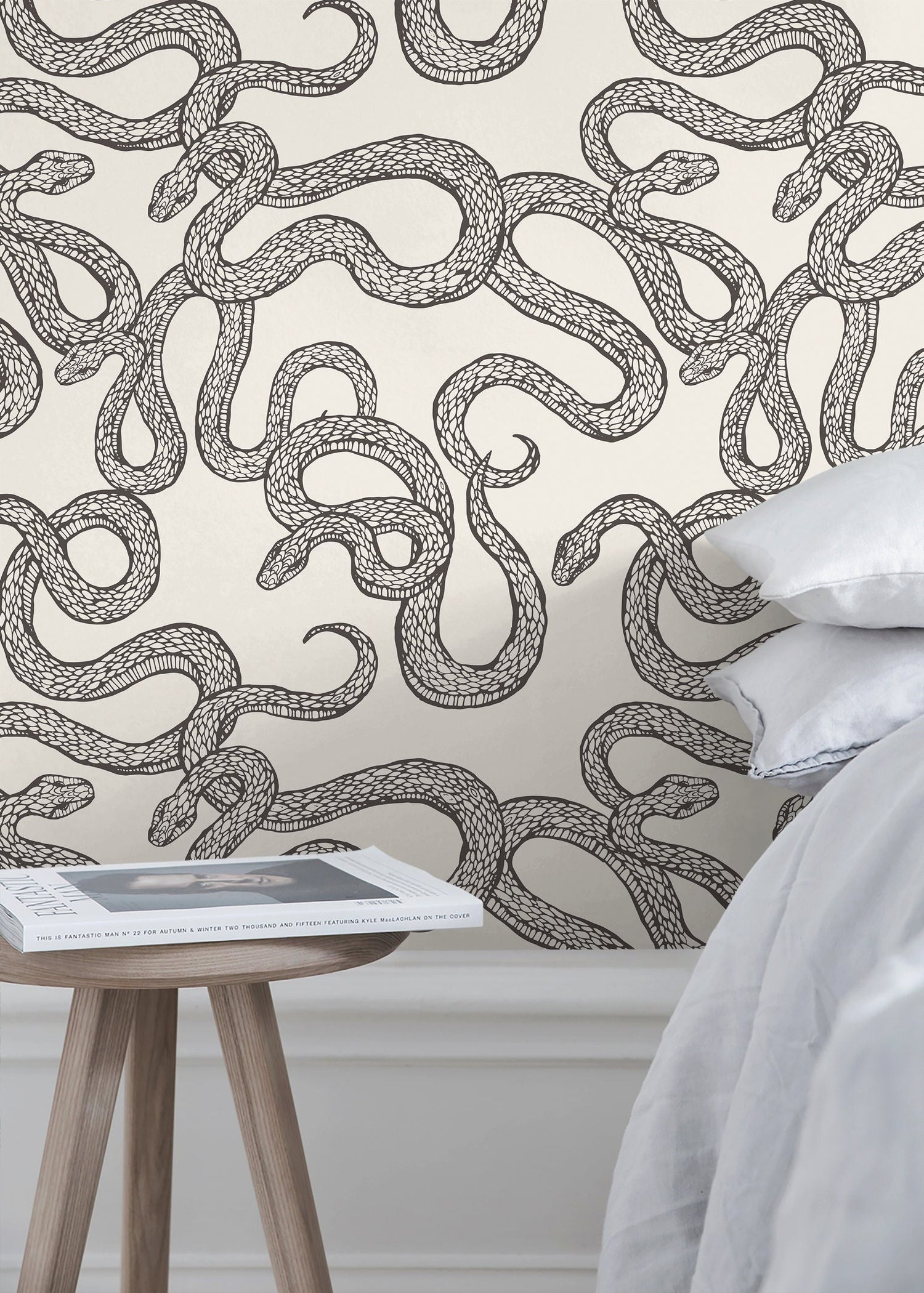 Wallpaper Peel and Stick Wallpaper Removable Wallpaper Home Decor Wall Art Wall Decor Room Decor / Gray Black Snake Wallpaper - C576