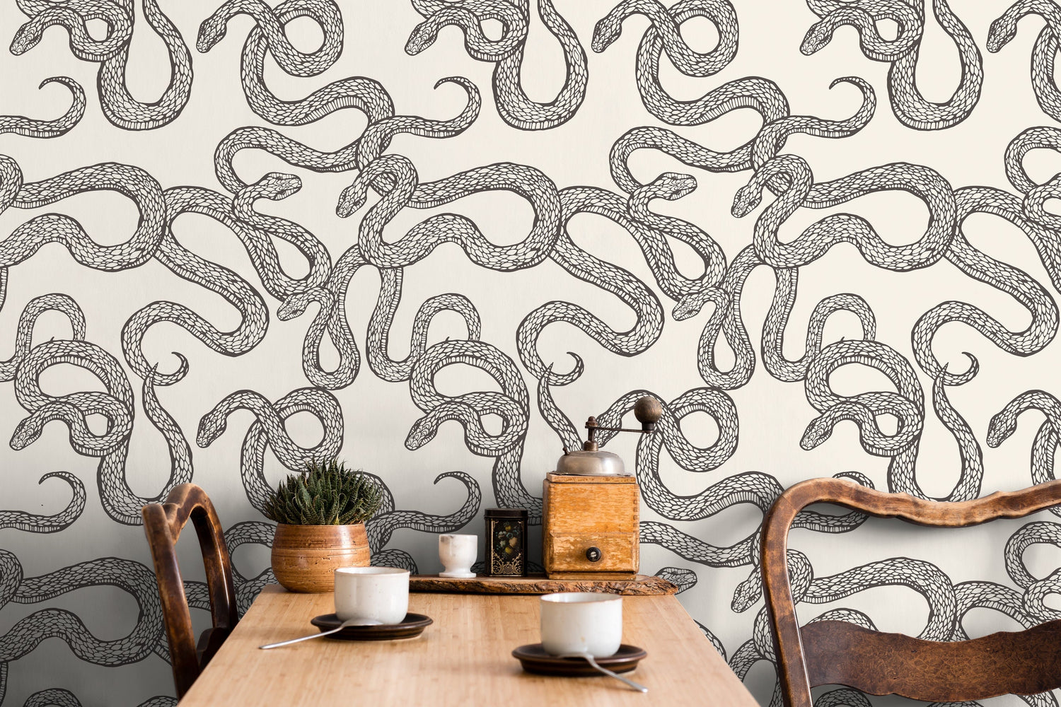 Wallpaper Peel and Stick Wallpaper Removable Wallpaper Home Decor Wall Art Wall Decor Room Decor / Gray Black Snake Wallpaper - C576