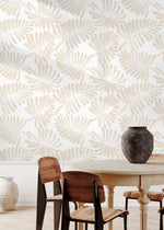 Beige Leaves Boho Wallpaper / Peel and Stick Wallpaper Removable Wallpaper Home Decor Wall Art Wall Decor Room Decor - C647