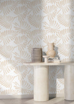 Beige Leaves Boho Wallpaper / Peel and Stick Wallpaper Removable Wallpaper Home Decor Wall Art Wall Decor Room Decor - C647