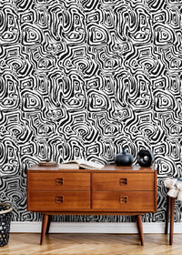 Thumbnail for Black and White Abstract Lines Wallpaper / Peel and Stick Wallpaper Removable Wallpaper Home Decor Wall Art Wall Decor Room Decor - C656