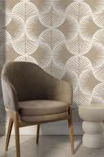 Beige Modern Palms Wallpaper / Peel and Stick Wallpaper Removable Wallpaper Home Decor Wall Art Wall Decor Room Decor - C689