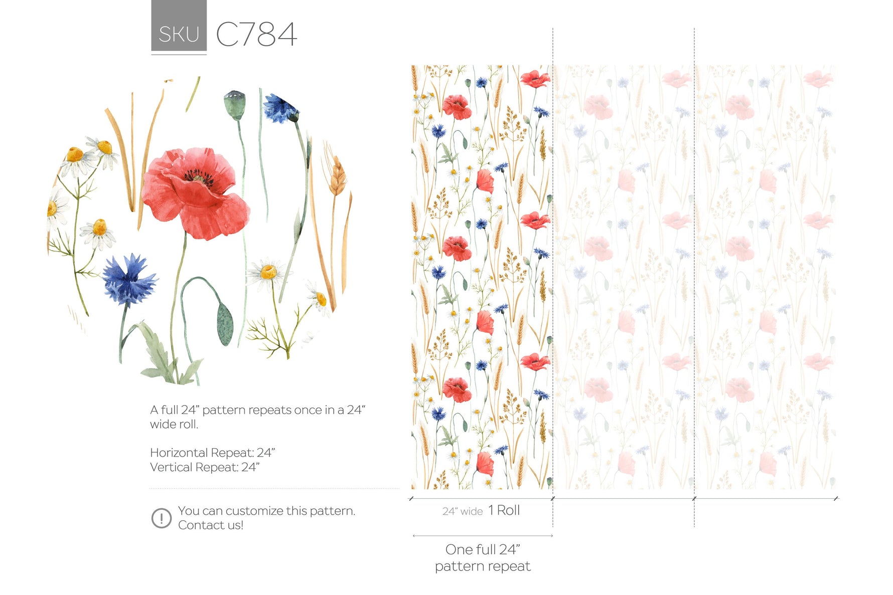 Floral Spring Watercolor Wallpaper / Peel and Stick Wallpaper Removable Wallpaper Home Decor Wall Art Wall Decor Room Decor - C784