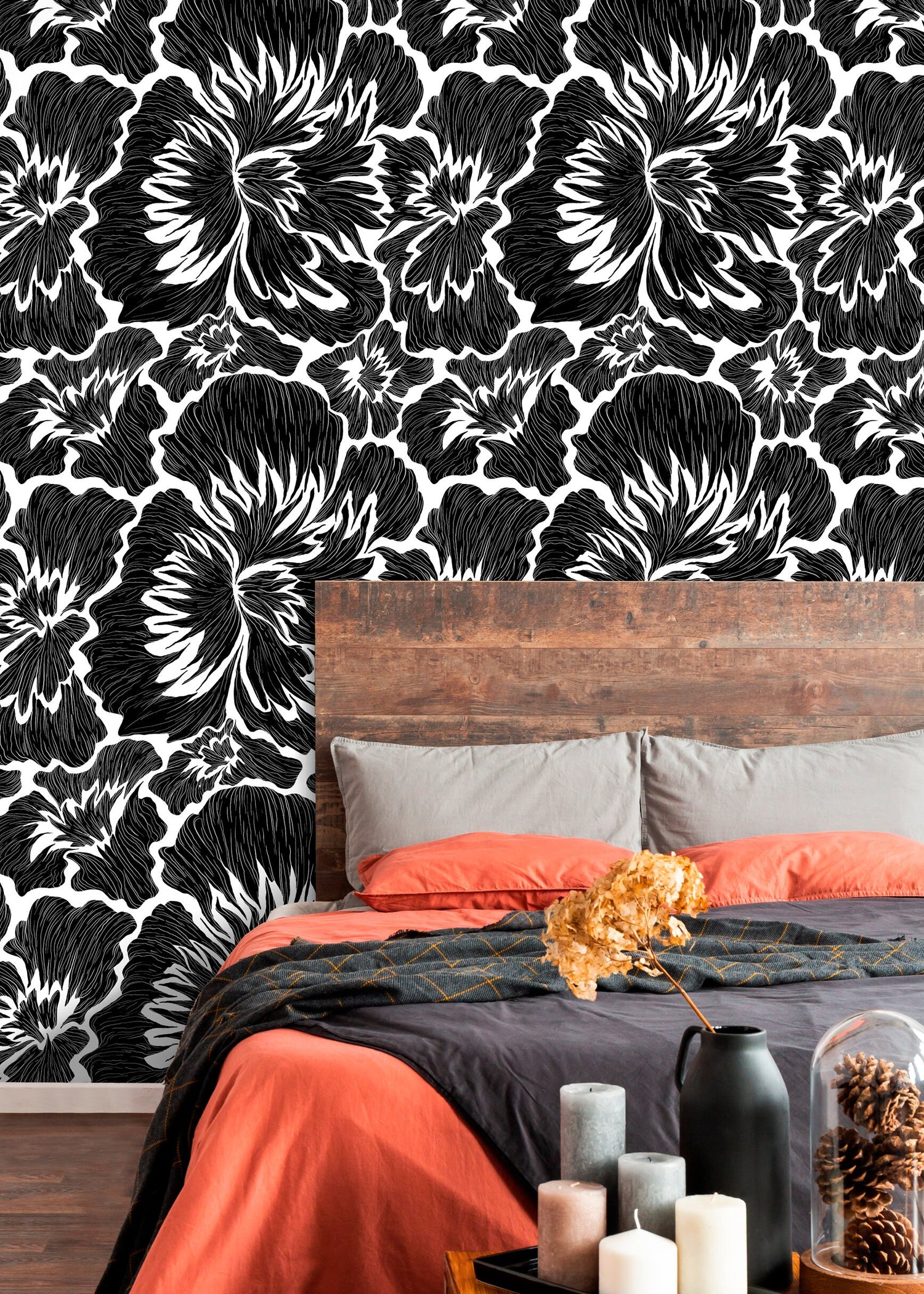 Floral Contrast Explosion Wallpaper - C677