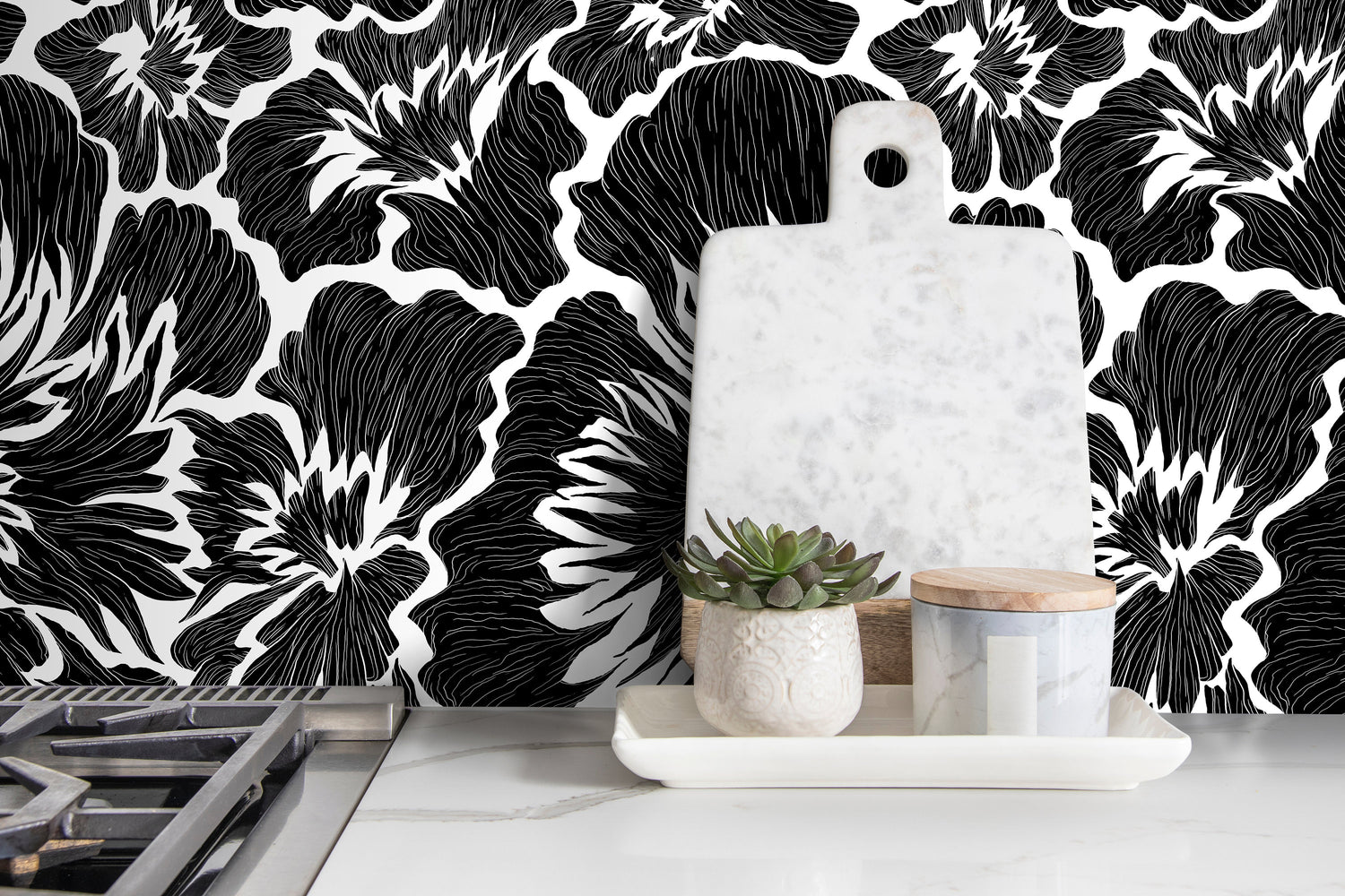 Floral Contrast Explosion Wallpaper - C677