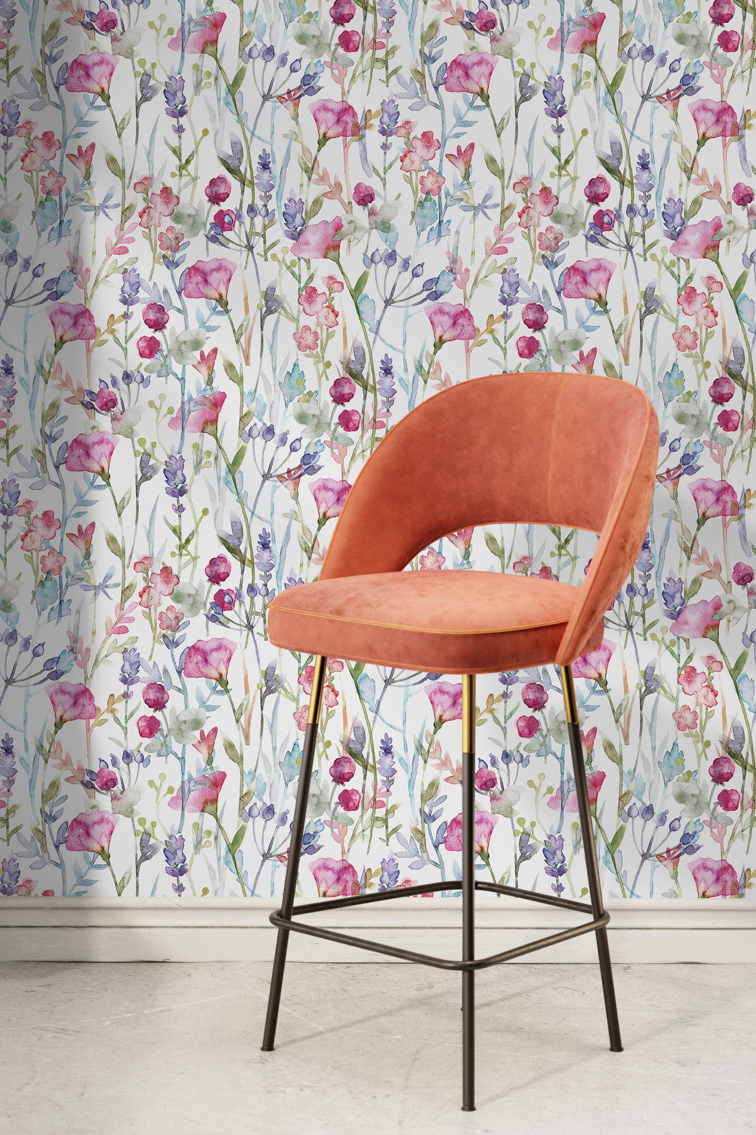 Watercolor Floral Harmony Wallpaper - C801