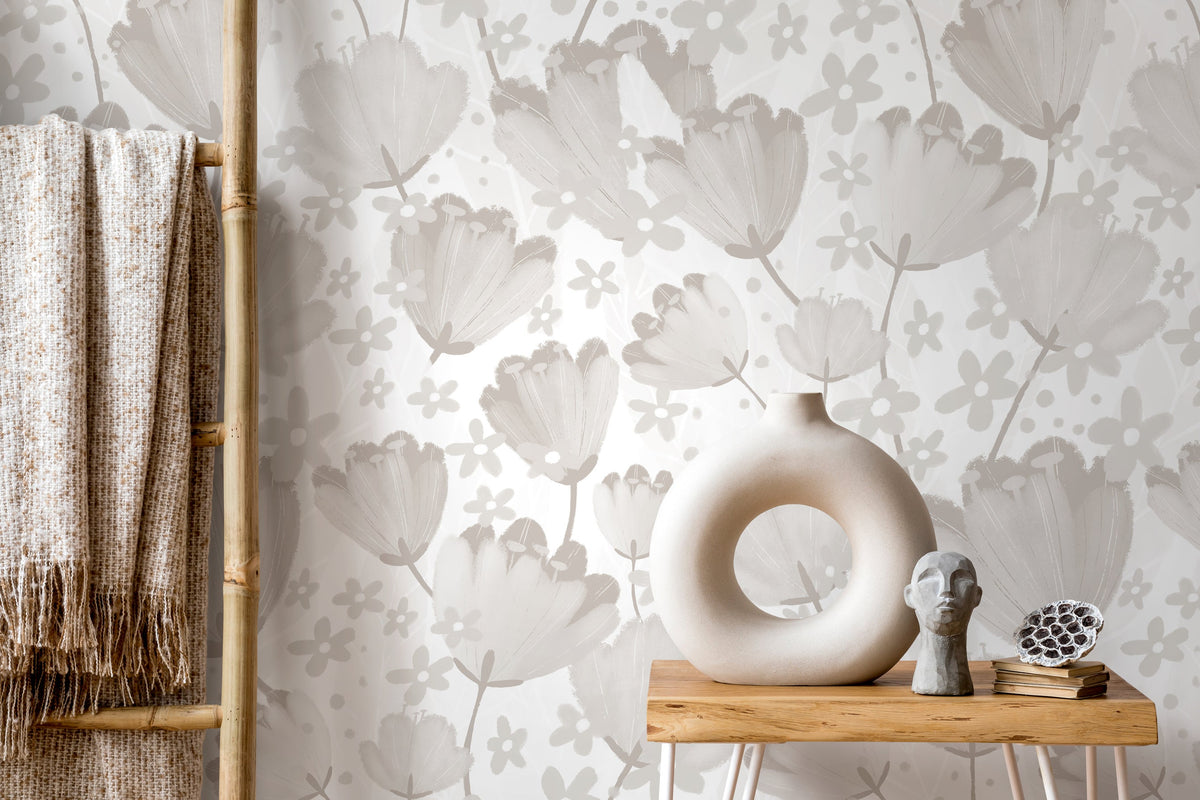 Neutral Floral Harmony Wallpaper - C912