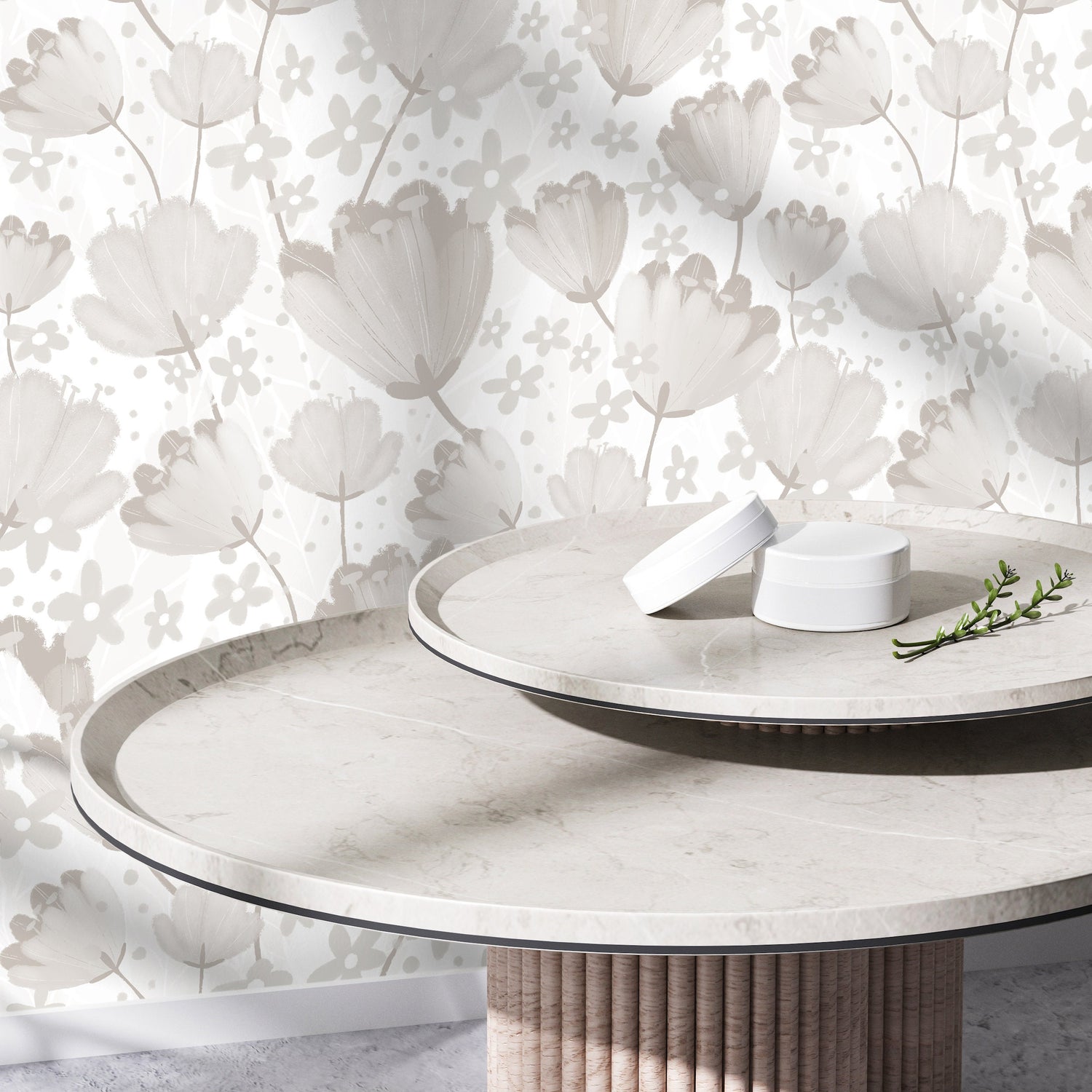 Neutral Floral Harmony Wallpaper - C912