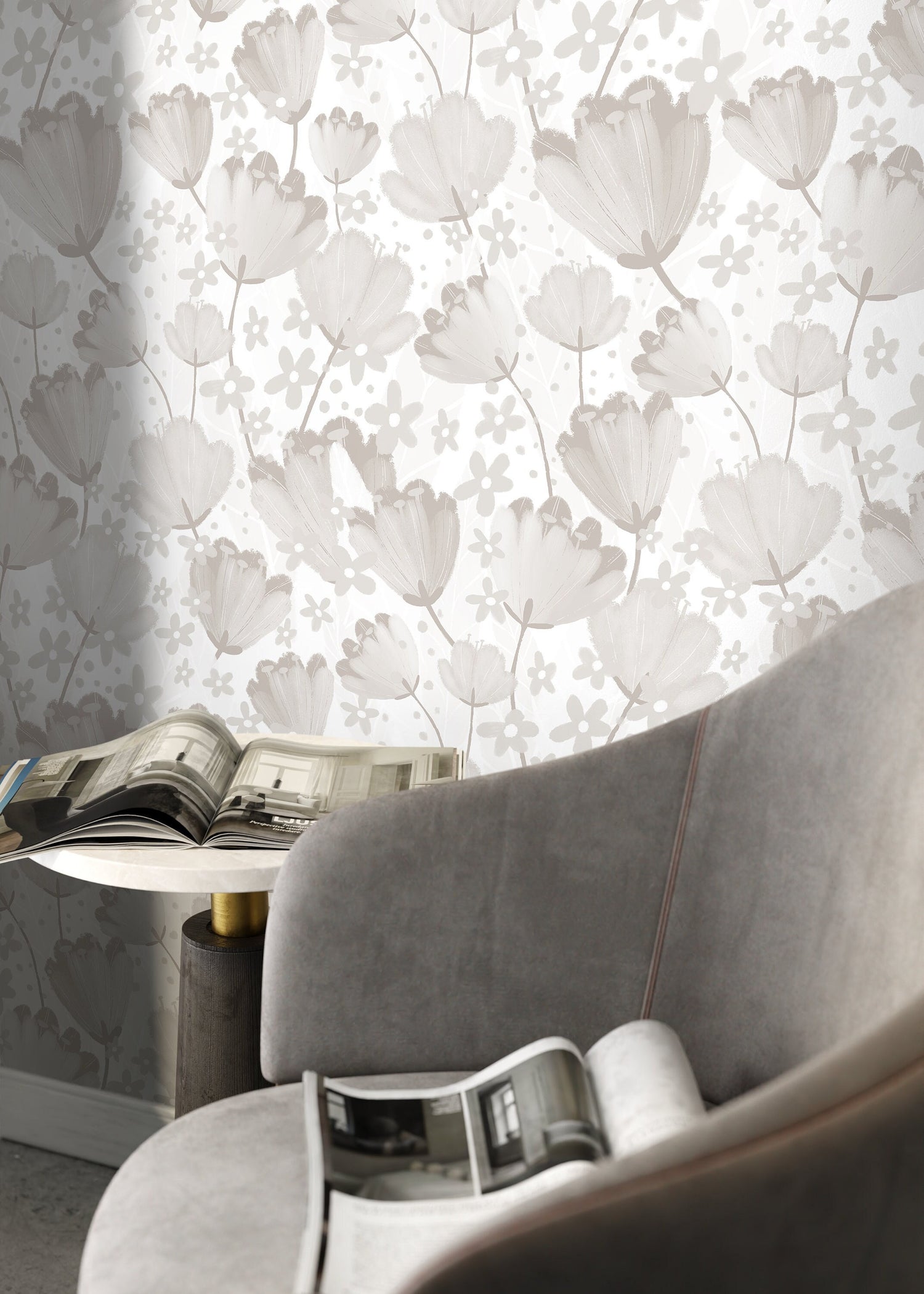 Neutral Floral Harmony Wallpaper - C912