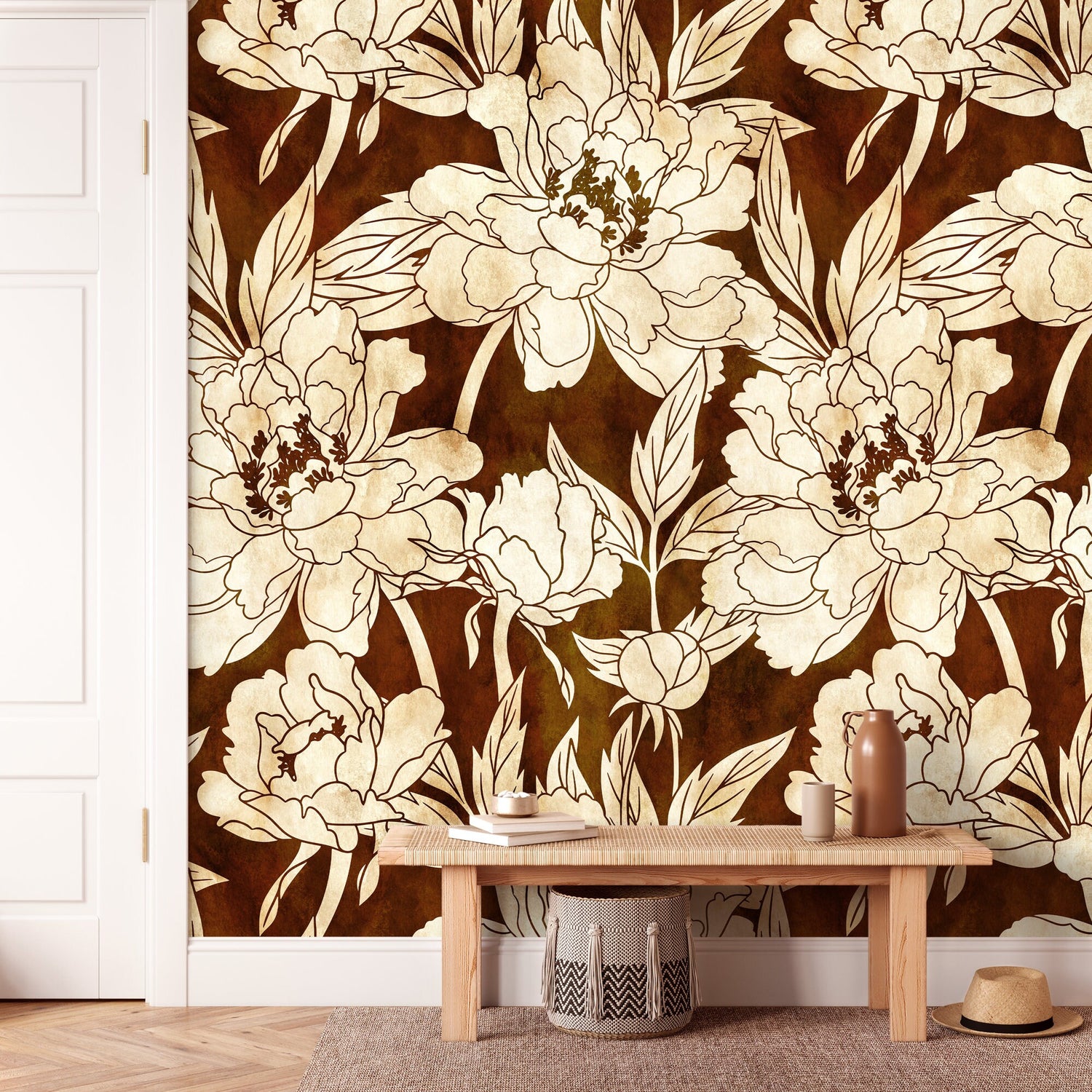 Vintage Peony Bloom Wallpaper - C916