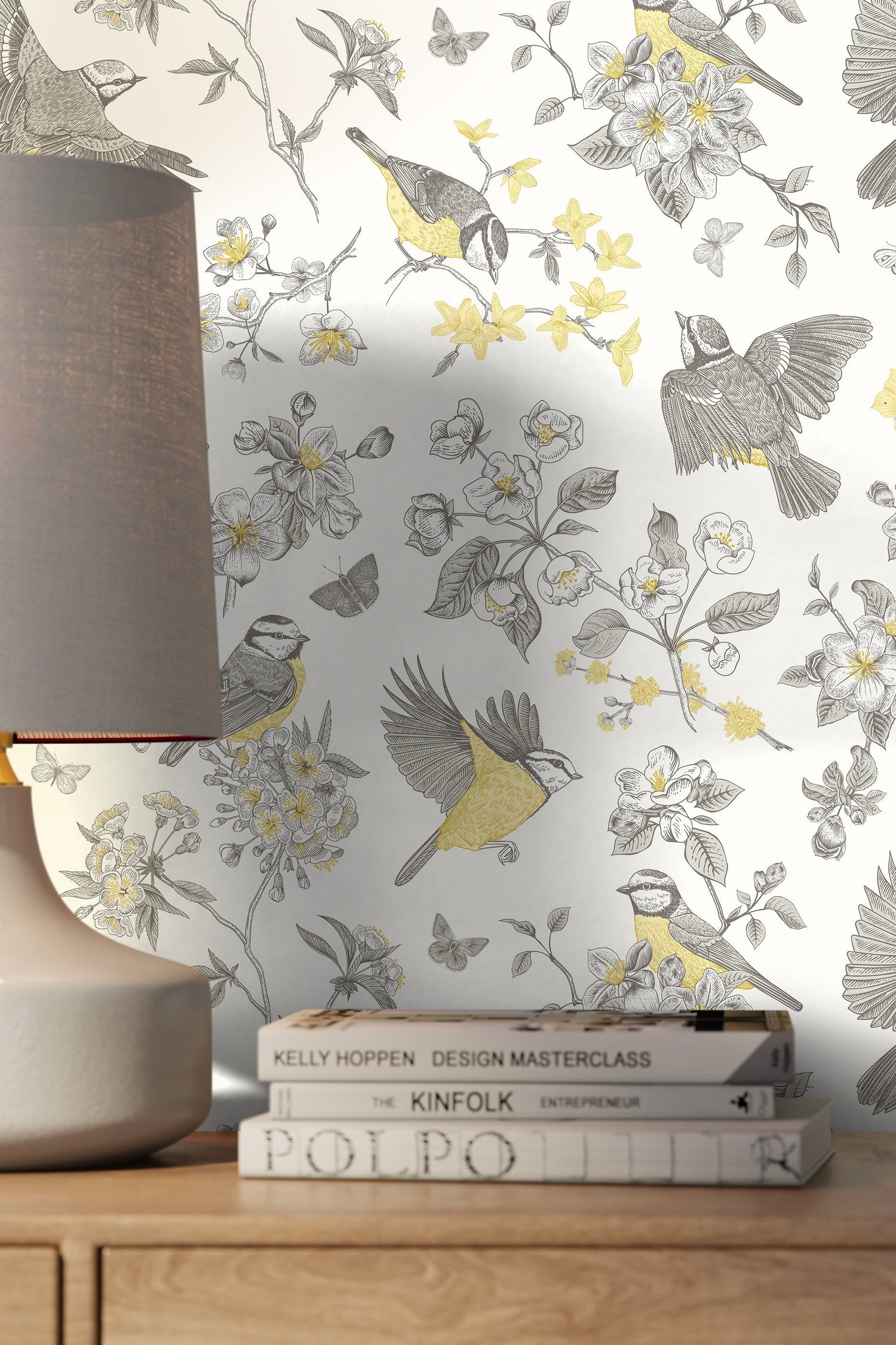 Vintage Floral Bird Wallpaper / Peel and Stick Wallpaper Removable Wallpaper Home Decor Wall Art Wall Decor Room Decor - C697