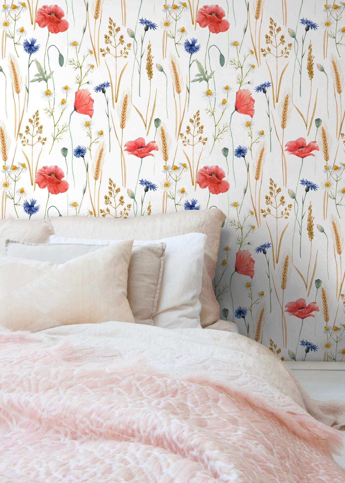 Floral Spring Watercolor Wallpaper / Peel and Stick Wallpaper Removable Wallpaper Home Decor Wall Art Wall Decor Room Decor - C784