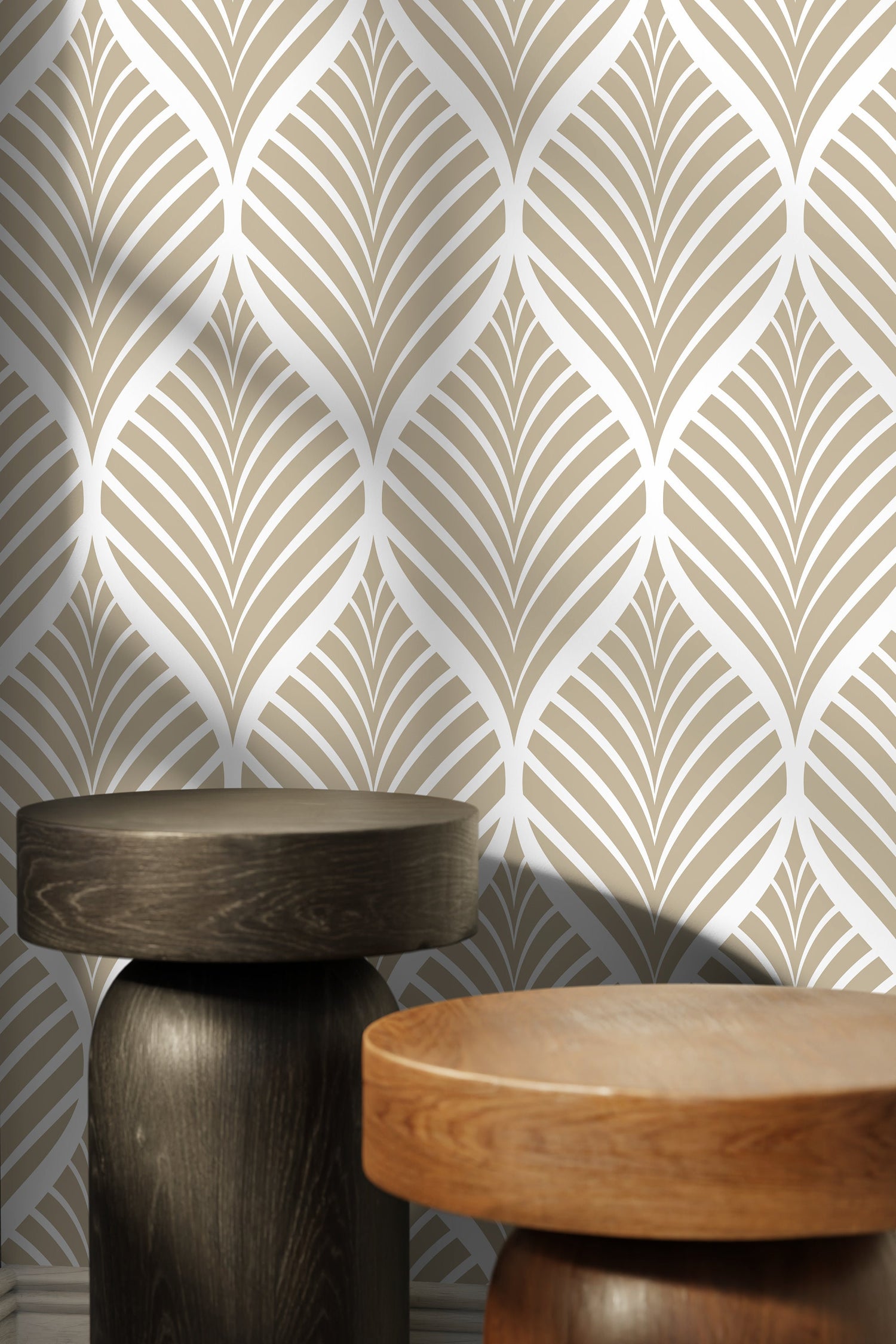 Geometric Leaf Pattern Wallpaper - C776