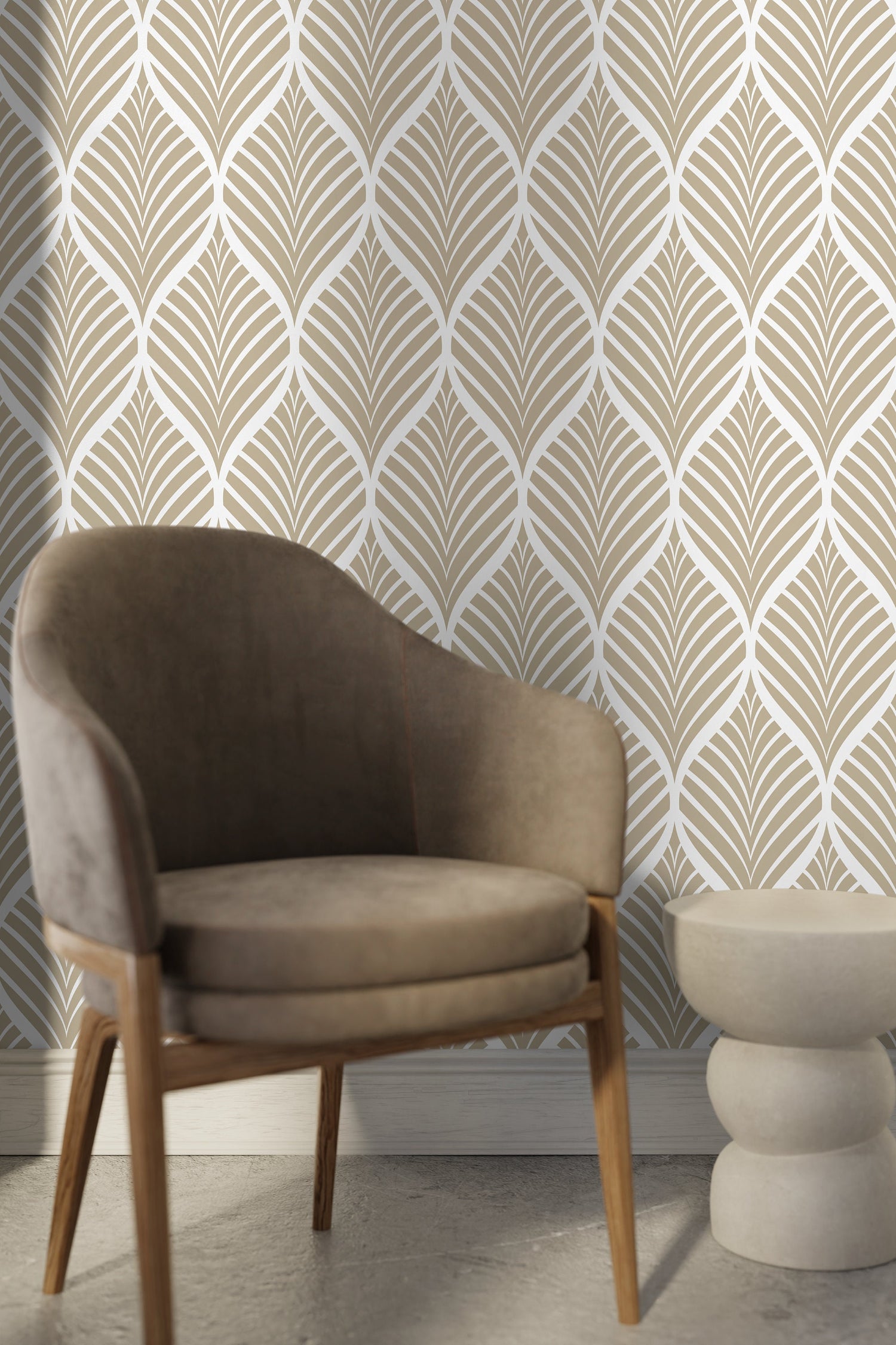 Geometric Leaf Pattern Wallpaper - C776