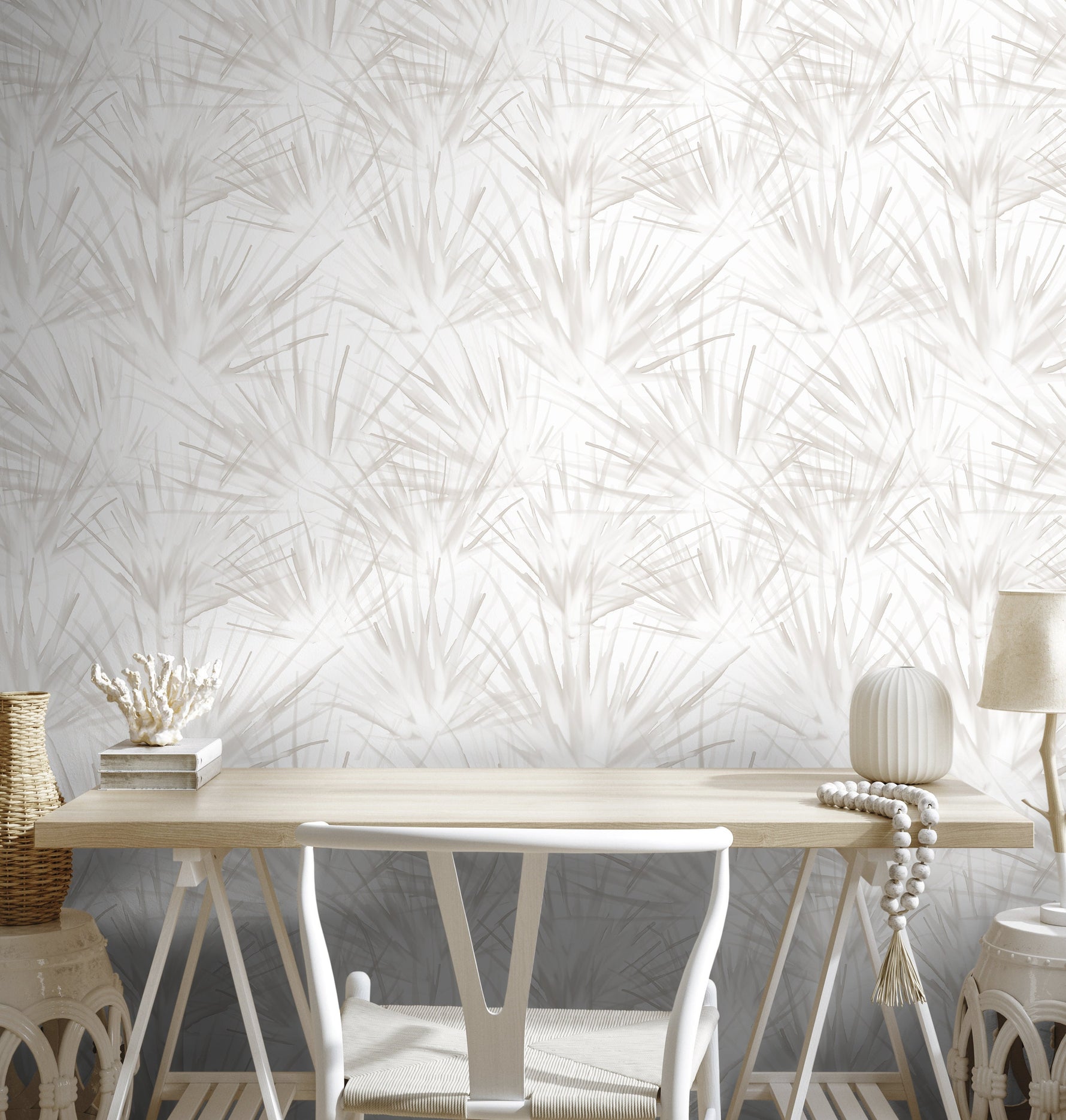 Neutral Floral Dandelion Wallpaper / Peel and Stick Wallpaper Removable Wallpaper Home Decor Wall Art Wall Decor Room Decor - C861