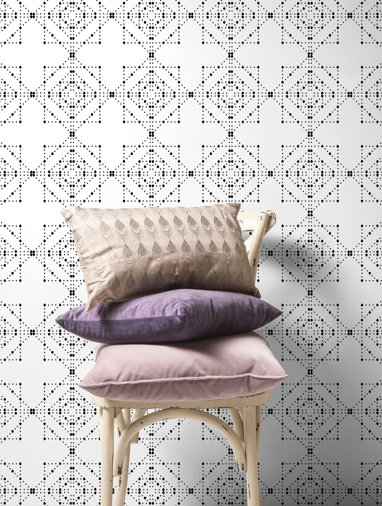 Black and White Geometric Wallpaper / Peel and Stick Wallpaper Removable Wallpaper Home Decor Wall Art Wall Decor Room Decor - C867