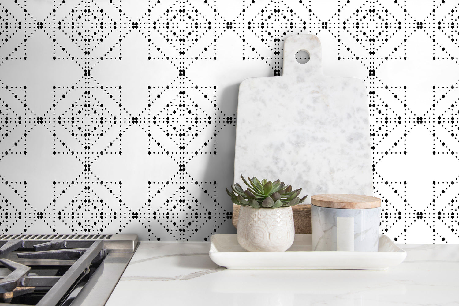 Black and White Geometric Wallpaper / Peel and Stick Wallpaper Removable Wallpaper Home Decor Wall Art Wall Decor Room Decor - C867