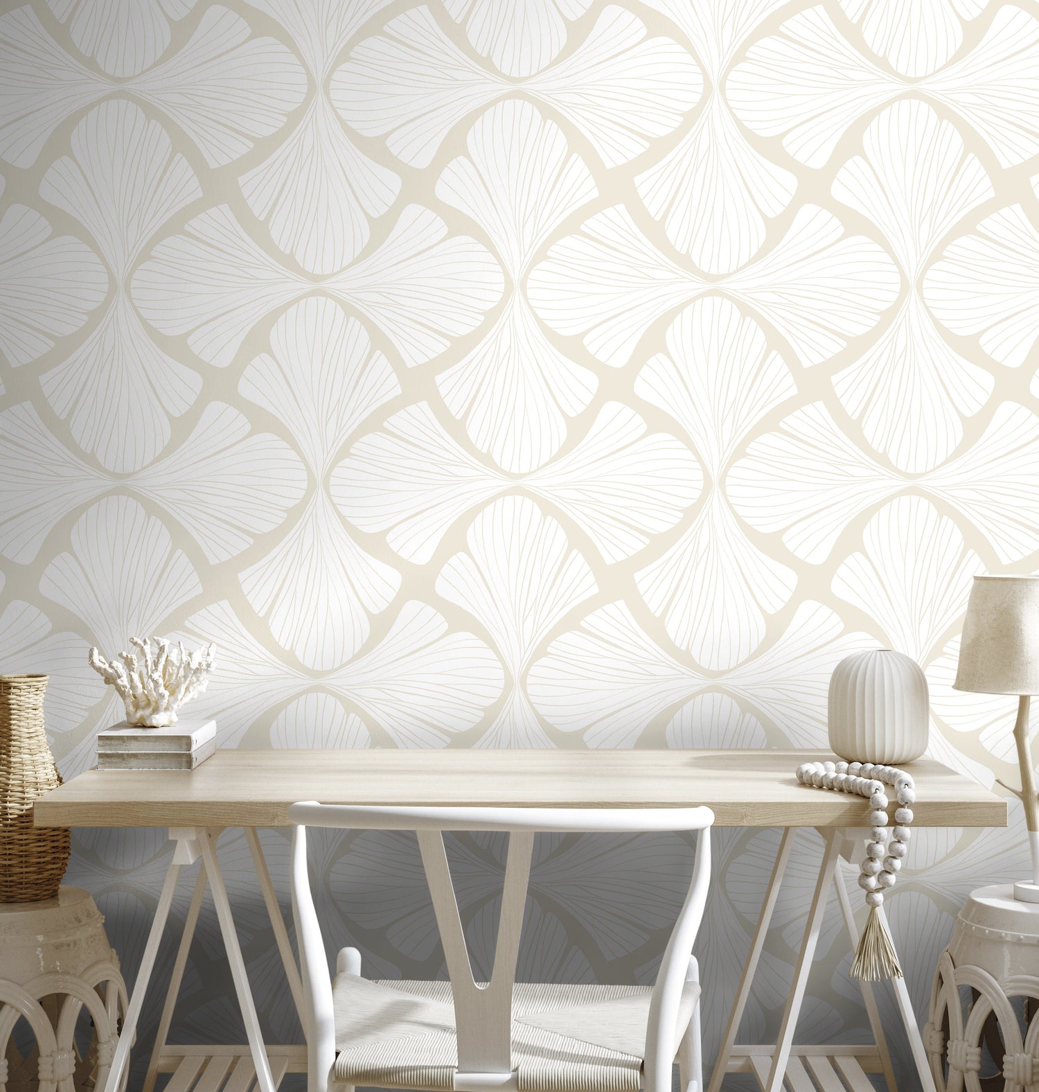 Elegant Neutral Flower Wallpaper / Peel and Stick Wallpaper Removable Wallpaper Home Decor Wall Art Wall Decor Room Decor - C864