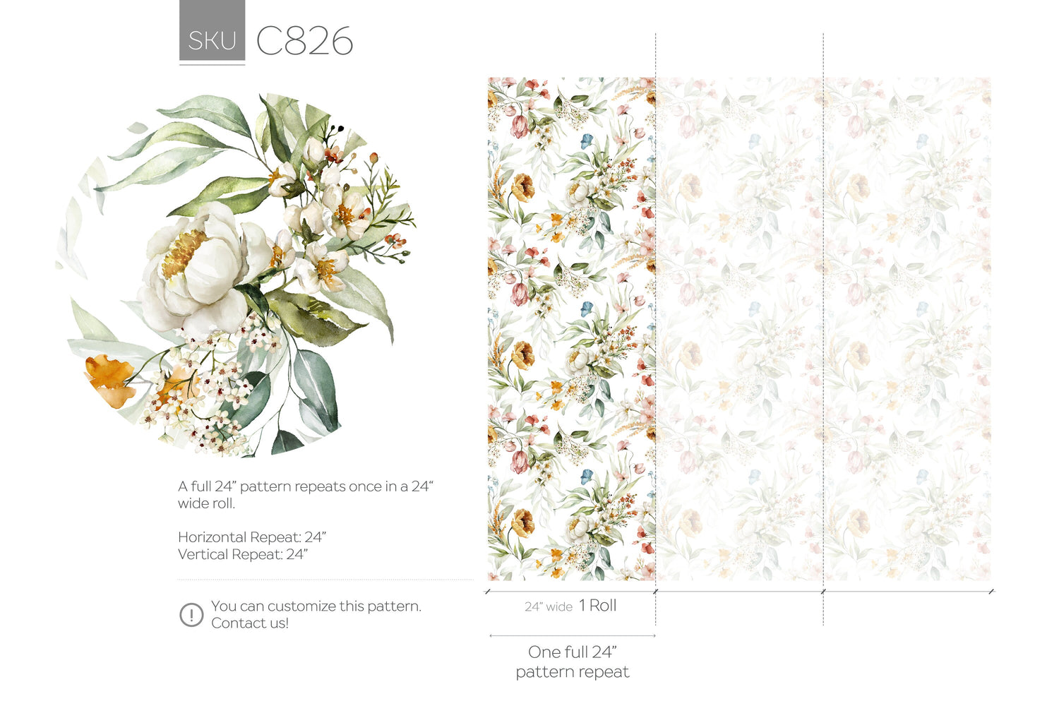 Wildflowers Garden Wallpaper / Peel and Stick Wallpaper Removable Wallpaper Home Decor Wall Art Wall Decor Room Decor - C826