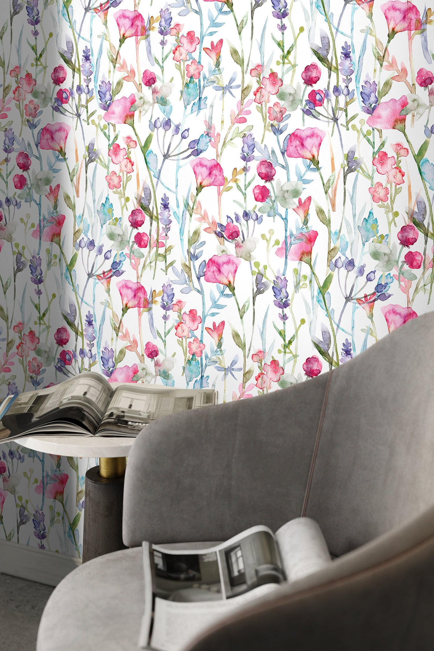 Watercolor Floral Harmony Wallpaper - C801