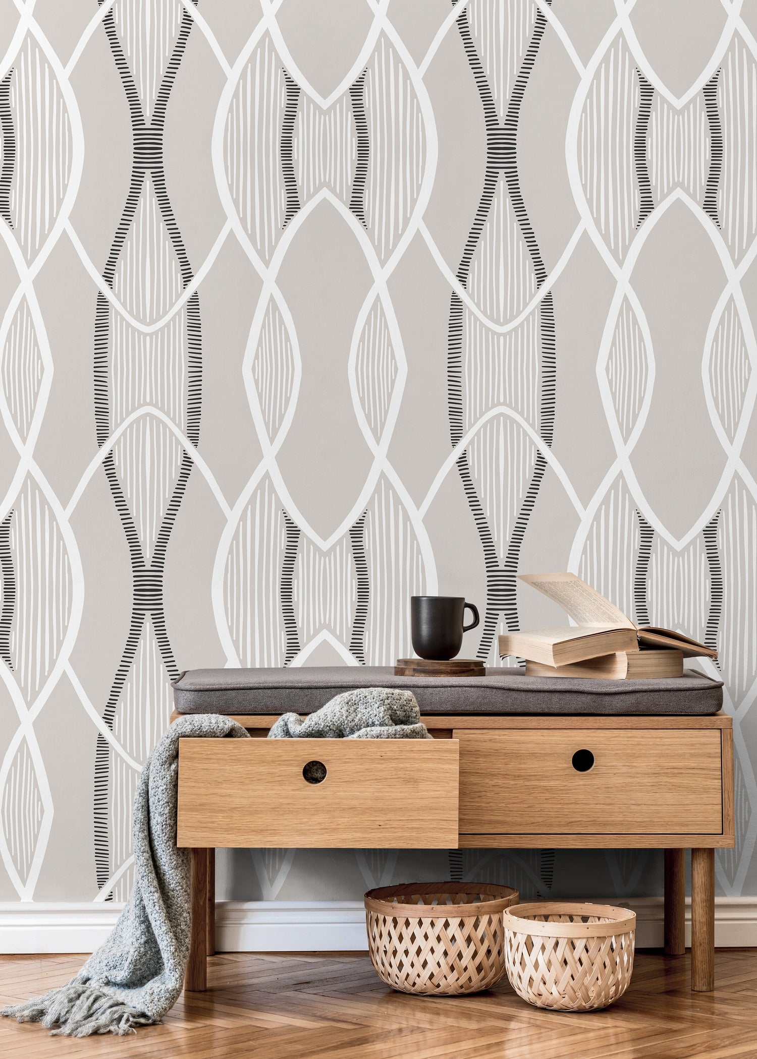 Gray Abstract Modern Wallpaper / Peel and Stick Wallpaper Removable Wallpaper Home Decor Wall Art Wall Decor Room Decor - C891