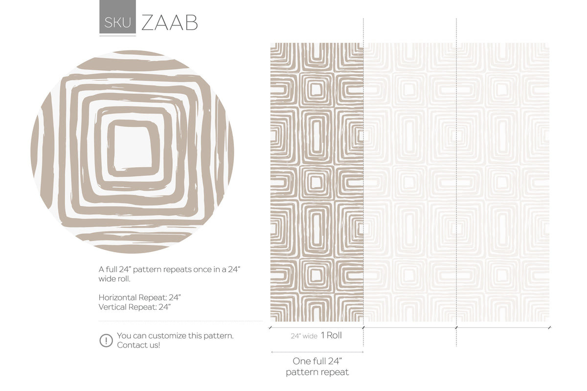 Warm Beige Paint Brushed Labyrinth Wallpaper Peel and Stick Removable Repositionable Minimalistic Abstract Boho Beige & White - ZAAB