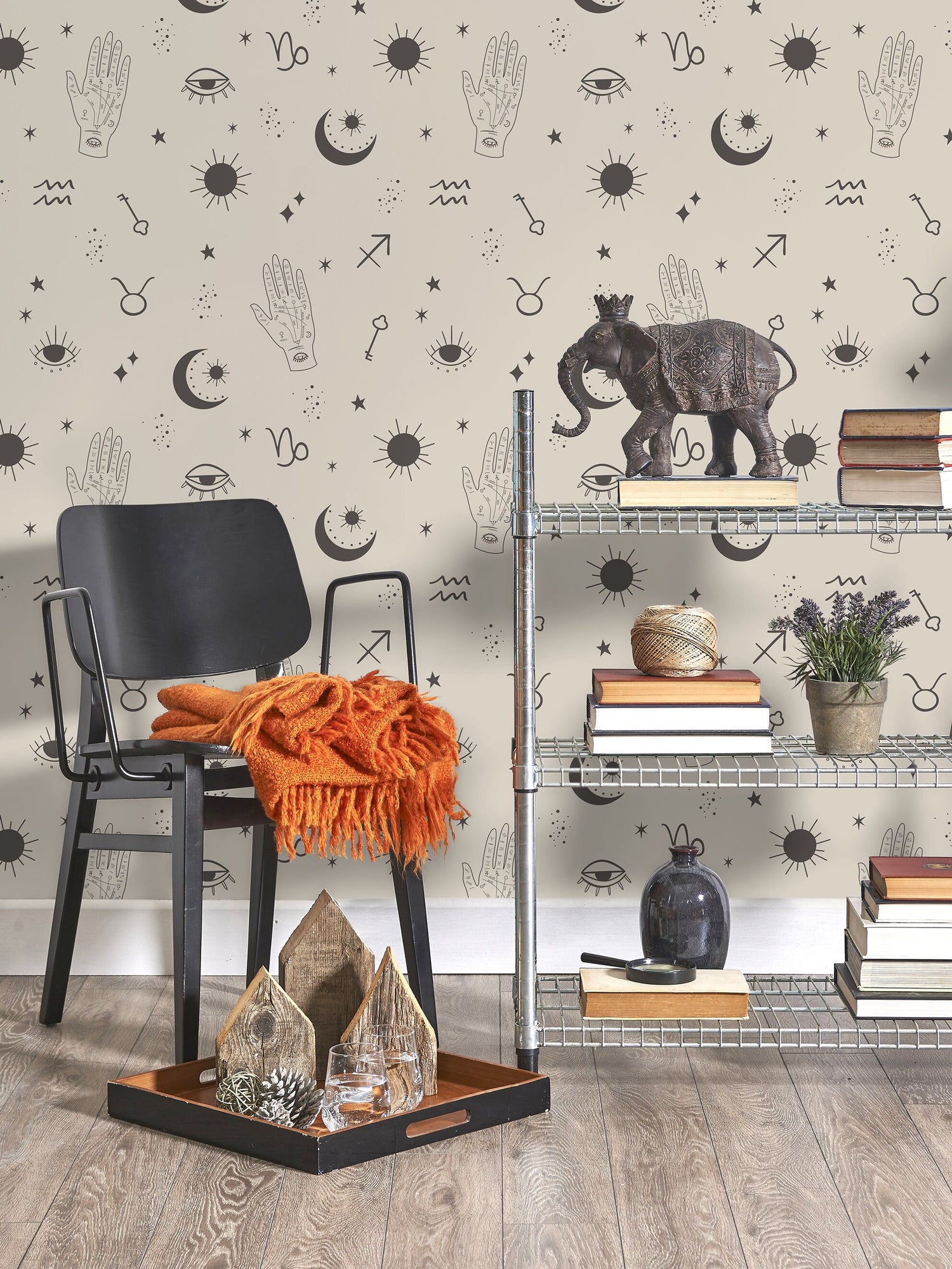 Mystique and Celestial Wallpaper Removable Peel and Stick Wallpaper, Peel and Stick Wallpaper Moon and Zodiac - ZAAU