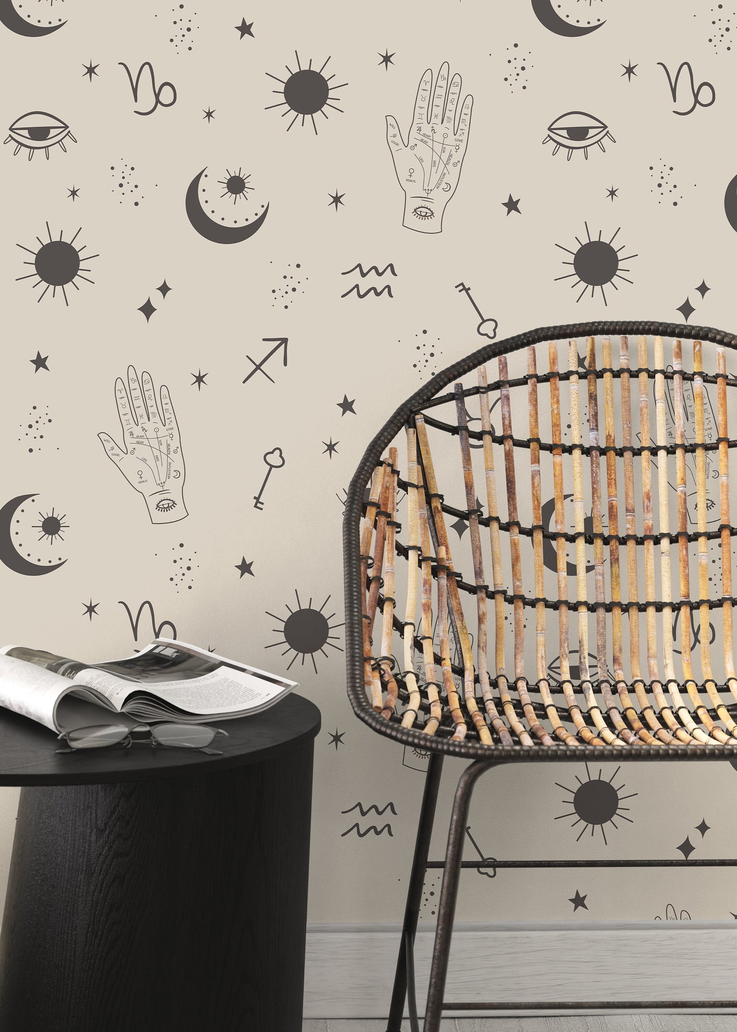 Mystique and Celestial Wallpaper Removable Peel and Stick Wallpaper, Peel and Stick Wallpaper Moon and Zodiac - ZAAU