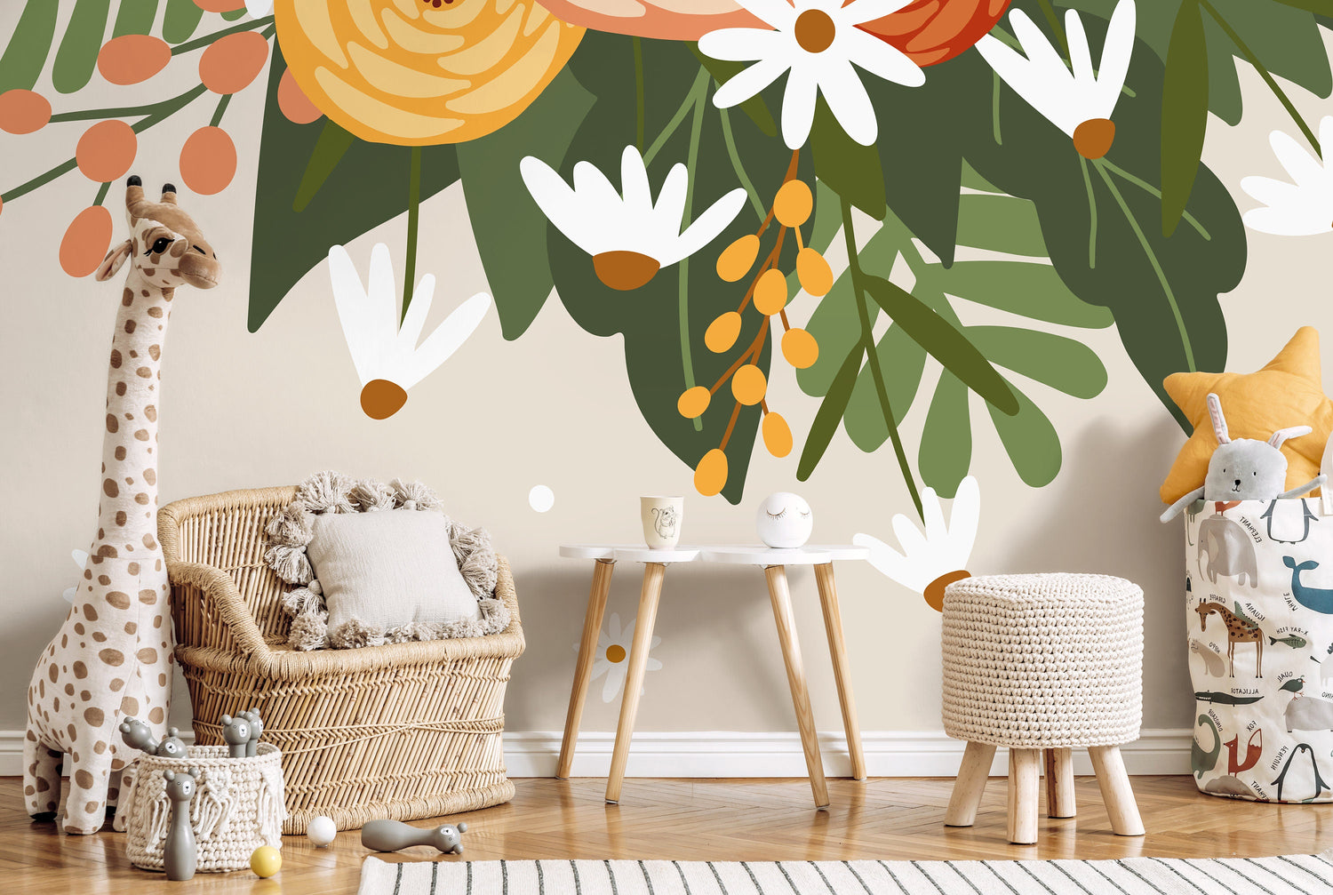 Mural Floral Garden Wallpaper / Peel and Stick Wallpaper Removable Wallpaper Home Decor Wall Art Wall Decor Room Decor - C931