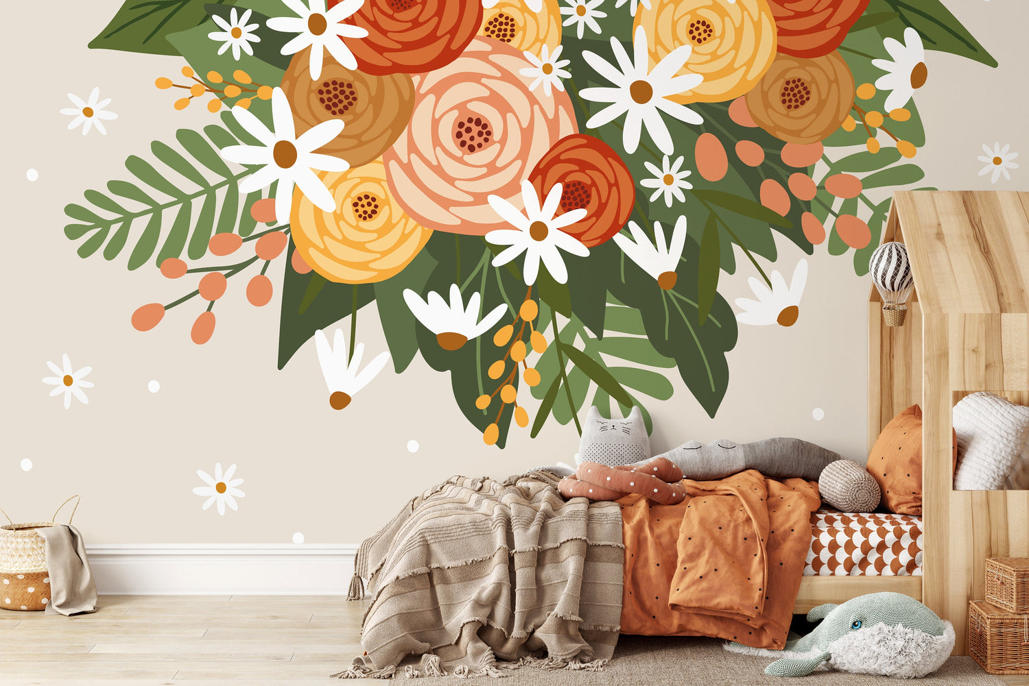 Mural Floral Garden Wallpaper / Peel and Stick Wallpaper Removable Wallpaper Home Decor Wall Art Wall Decor Room Decor - C931