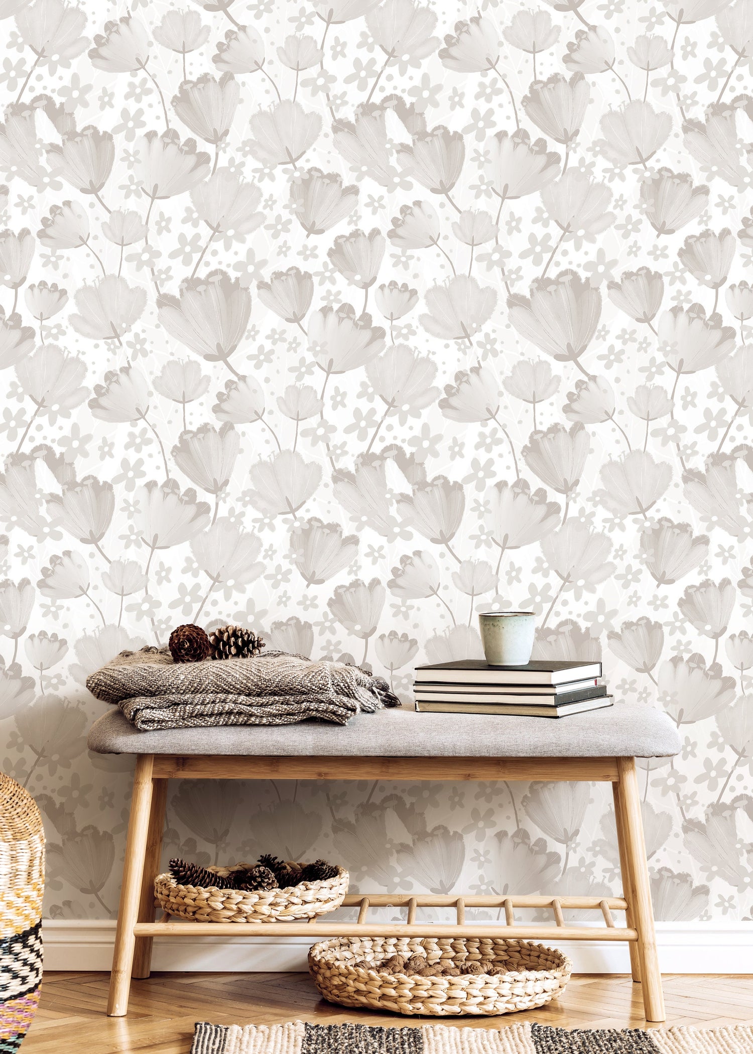 Neutral Floral Harmony Wallpaper - C912