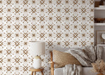 Boho Floral Tile Wallpaper / Peel and Stick Wallpaper Removable Wallpaper Home Decor Wall Art Wall Decor Room Decor - C935