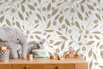 Beige Floral Garden Wallpaper / Peel and Stick Wallpaper Removable Wallpaper Home Decor Wall Art Wall Decor Room Decor - C968