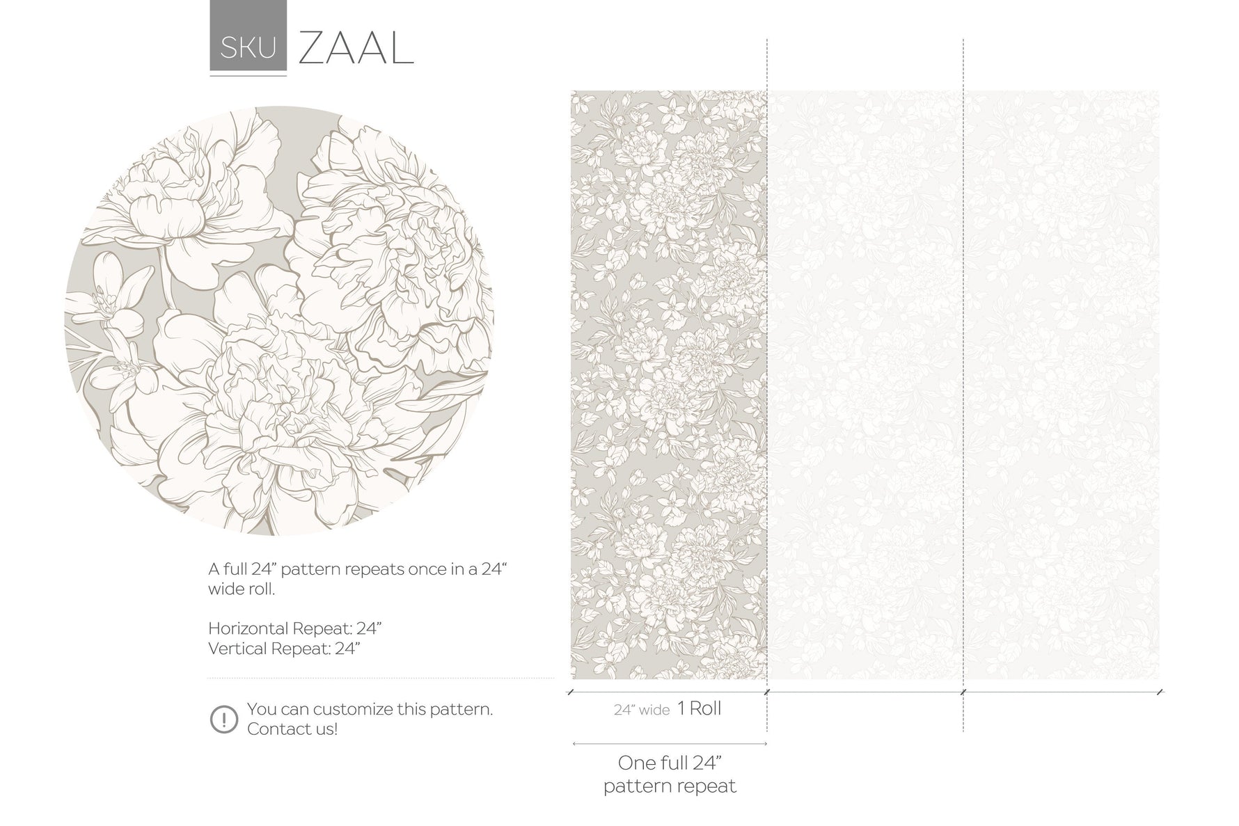 Light Boho Peony Wallpaper Peel and Stick Removable Repositionable Floral Minimalistic Abstract - ZAAL