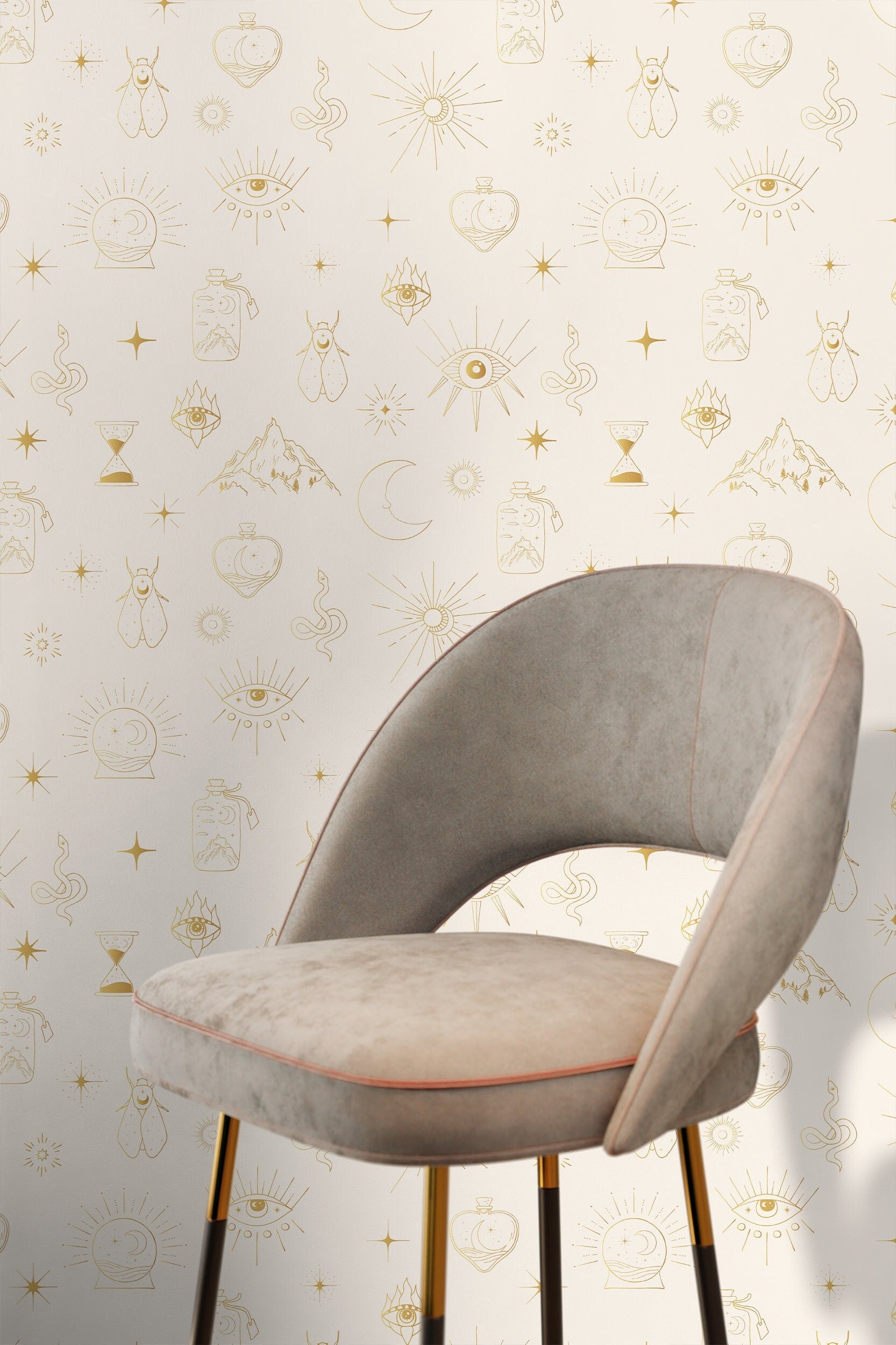 Mystique and Celestial Wallpaper Removable Peel and Stick Wallpaper Peel and Stick Wallpaper Moon and Butterfly - ZAAP