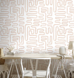 Seamless Rounded Lines Wallpaper Peel and Stick Removable Repositionable Neutral Minimalist Light Abstract Brush Strokes Boho Moderne - ZAAW