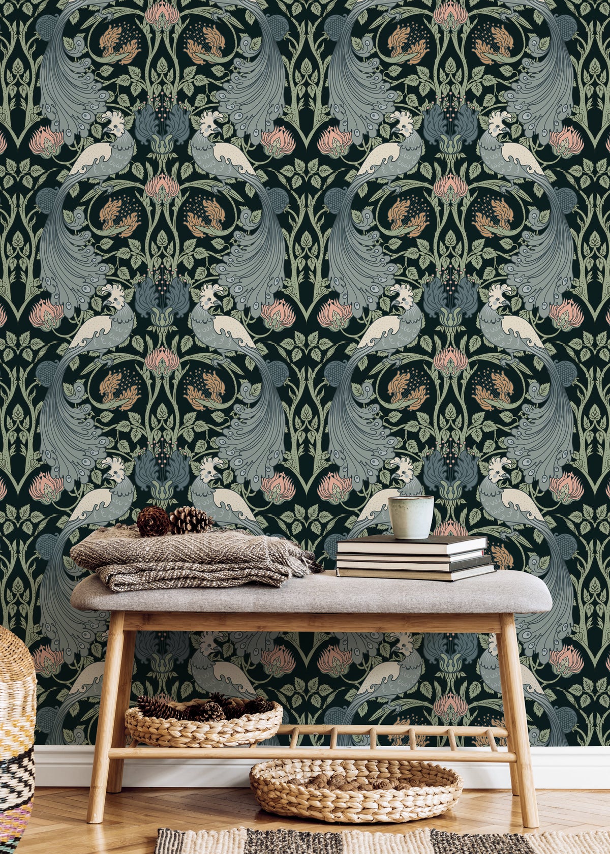 Bird William Morris Wallpaper / Peel and Stick Wallpaper Removable Wallpaper Home Decor Wall Art Wall Decor Room Decor - D004