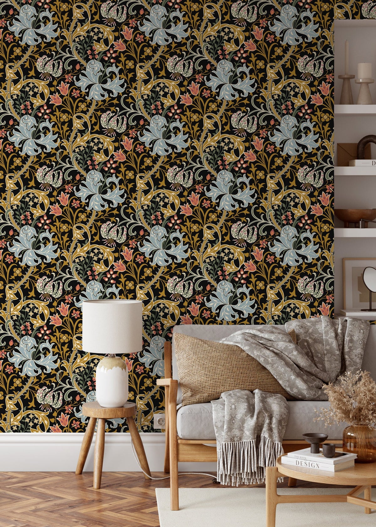 Vintage Art Nouveau Floral Wallpaper / Peel and Stick Wallpaper Removable Wallpaper Home Decor Wall Art Wall Decor Room Decor - D007