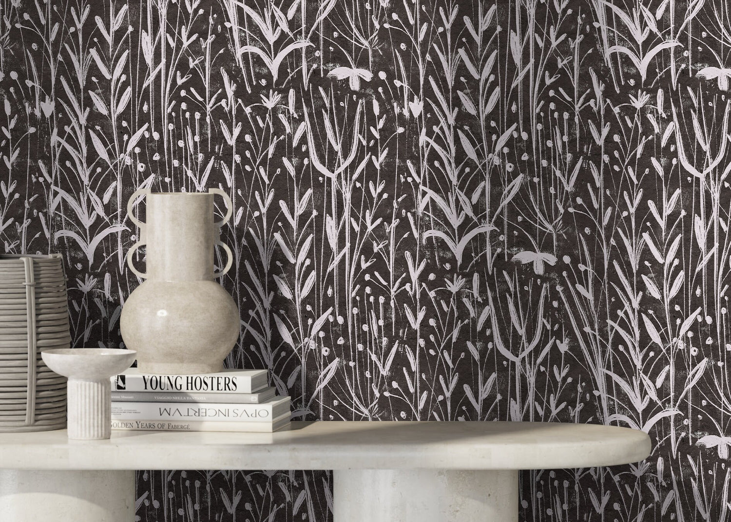 Wild Botanical Charcoal Wallpaper - D014