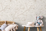 Minimalist Floral Garden Wallpaper / Peel and Stick Wallpaper Removable Wallpaper Home Decor Wall Art Wall Decor Room Decor - C983