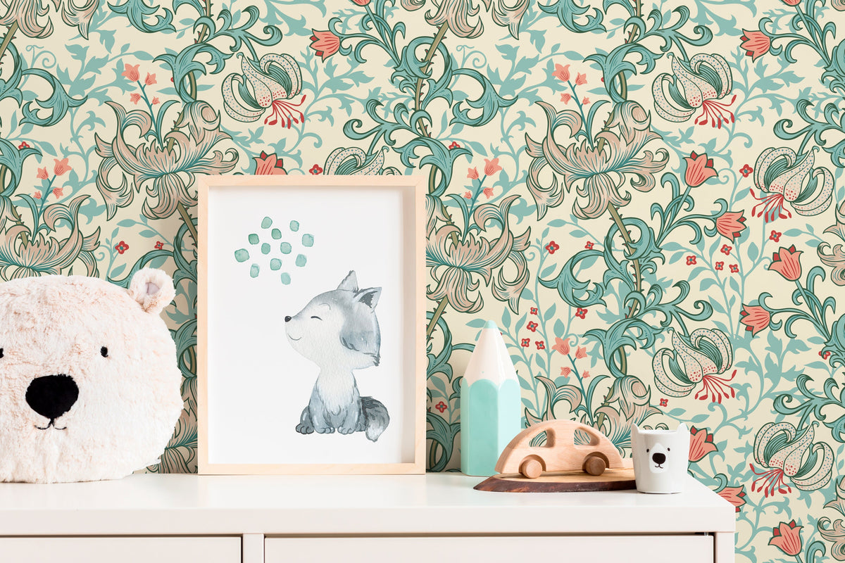 Floral and Foliage Fantasy Wallpaper - D030