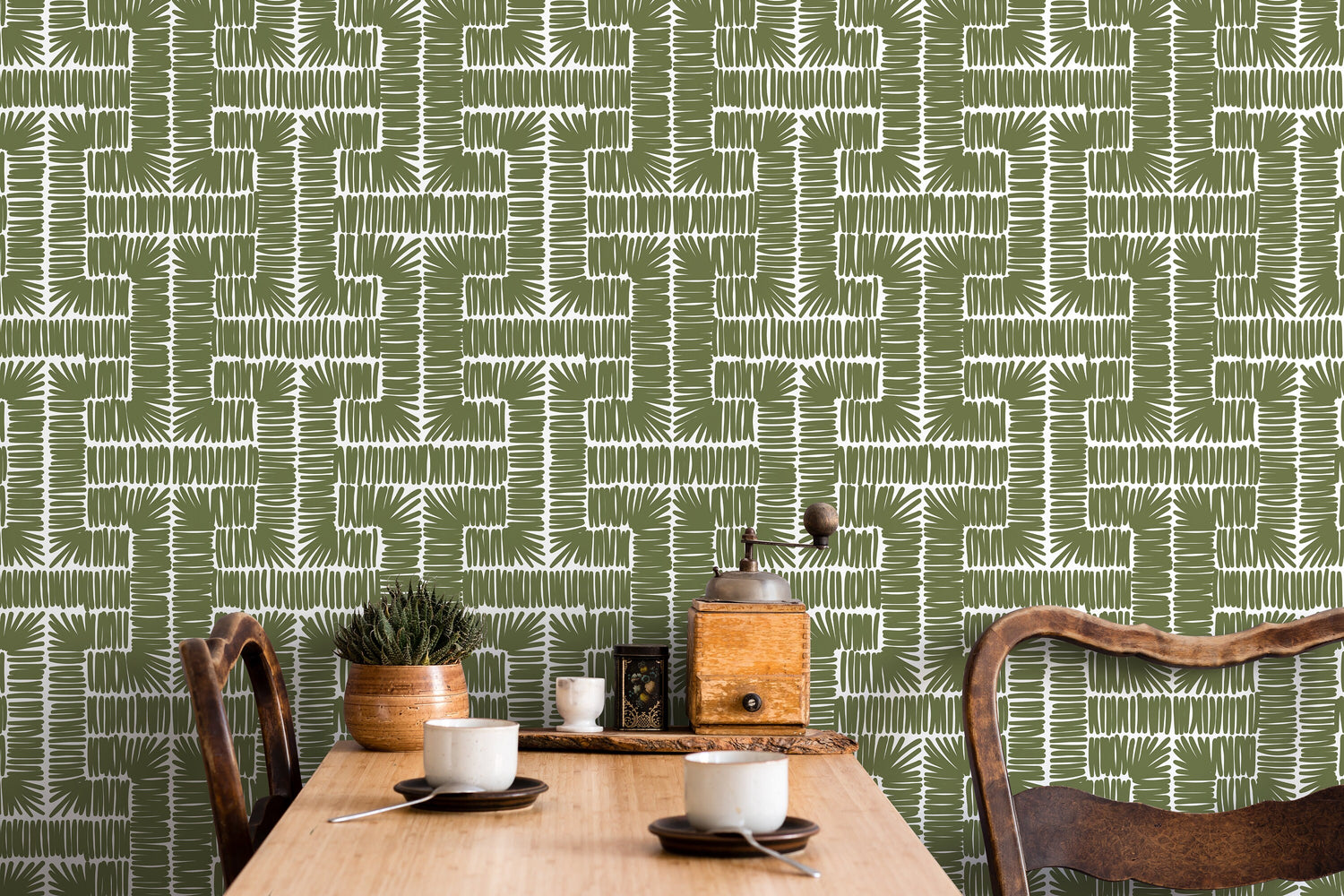 Geometric Olive Branch Wallpaper - D047