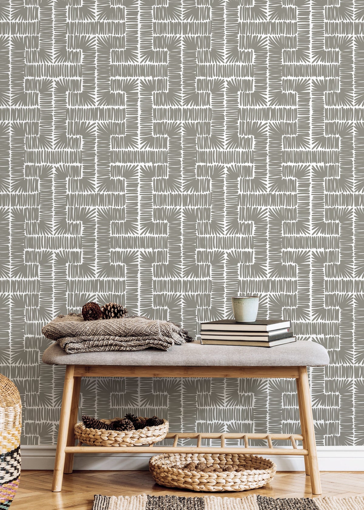 Gray Modern Wallpaper / Peel and Stick Wallpaper Removable Wallpaper Home Decor Wall Art Wall Decor Room Decor - D048