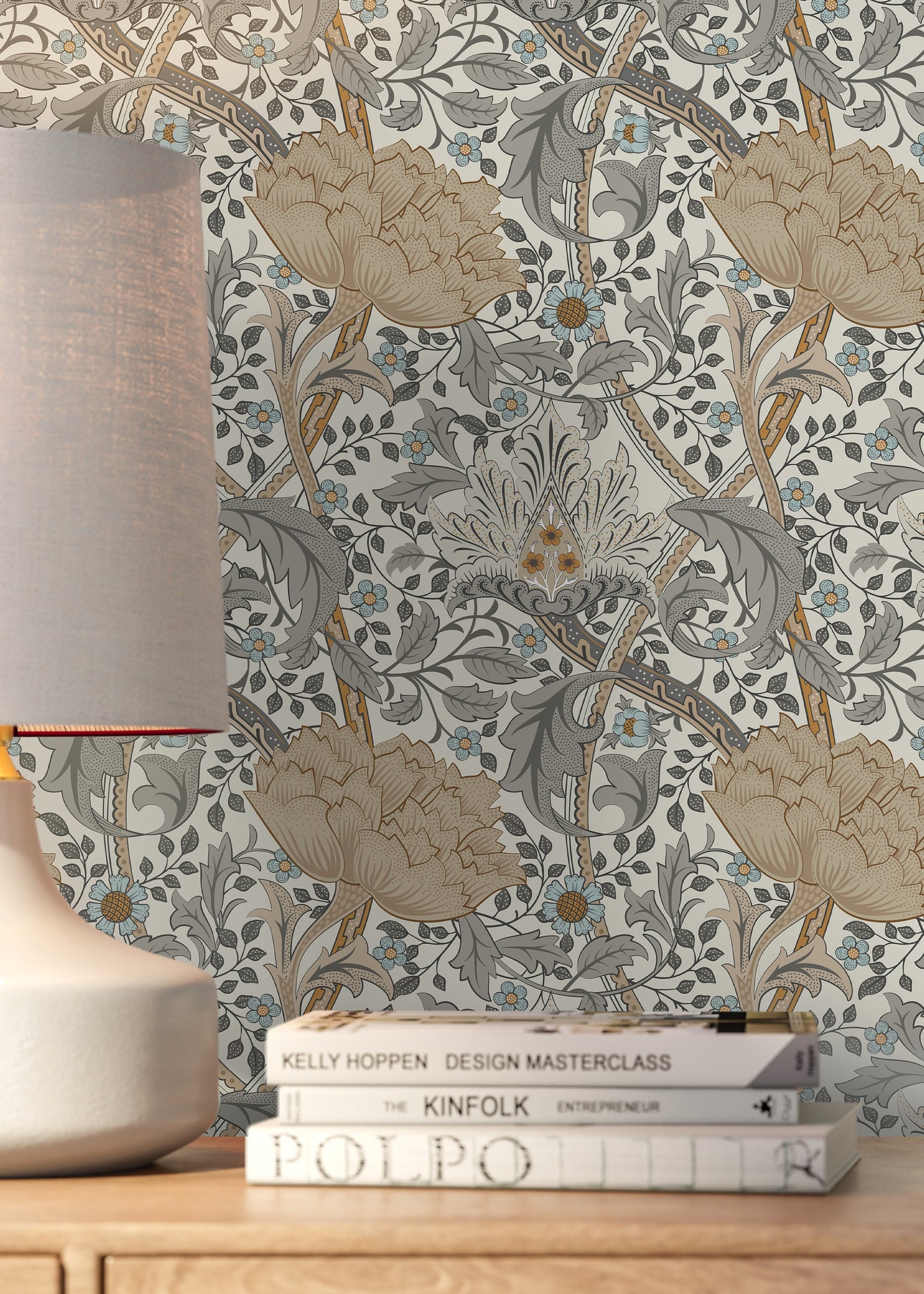 Floral Art Nouveau Wallpaper / Peel and Stick Wallpaper Removable Wallpaper Home Decor Wall Art Wall Decor Room Decor - C992