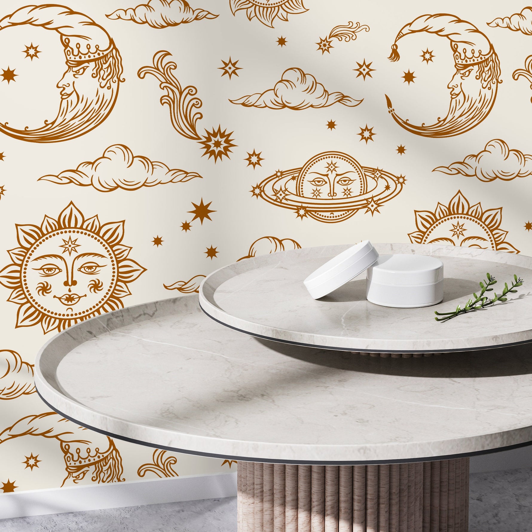 Mystique and Celestial Wallpaper Removable Peel and Stick Wallpaper, Peel and Stick Wallpaper Moon and Sun - ZABC