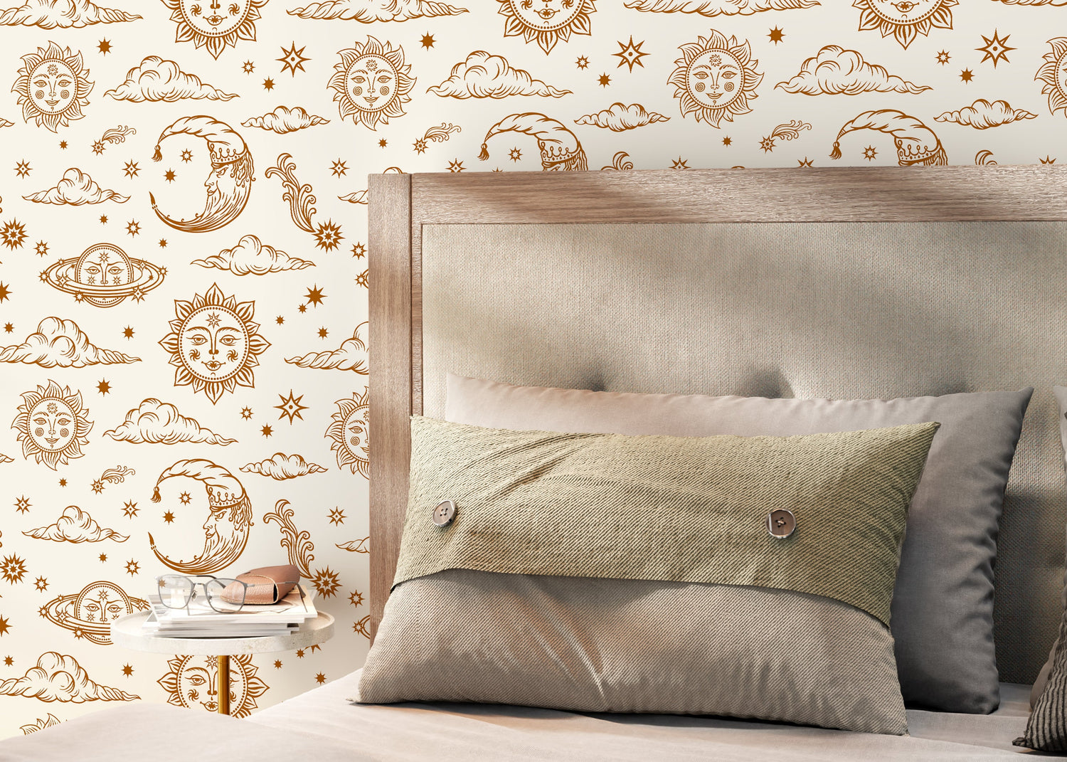 Mystique and Celestial Wallpaper Removable Peel and Stick Wallpaper, Peel and Stick Wallpaper Moon and Sun - ZABC