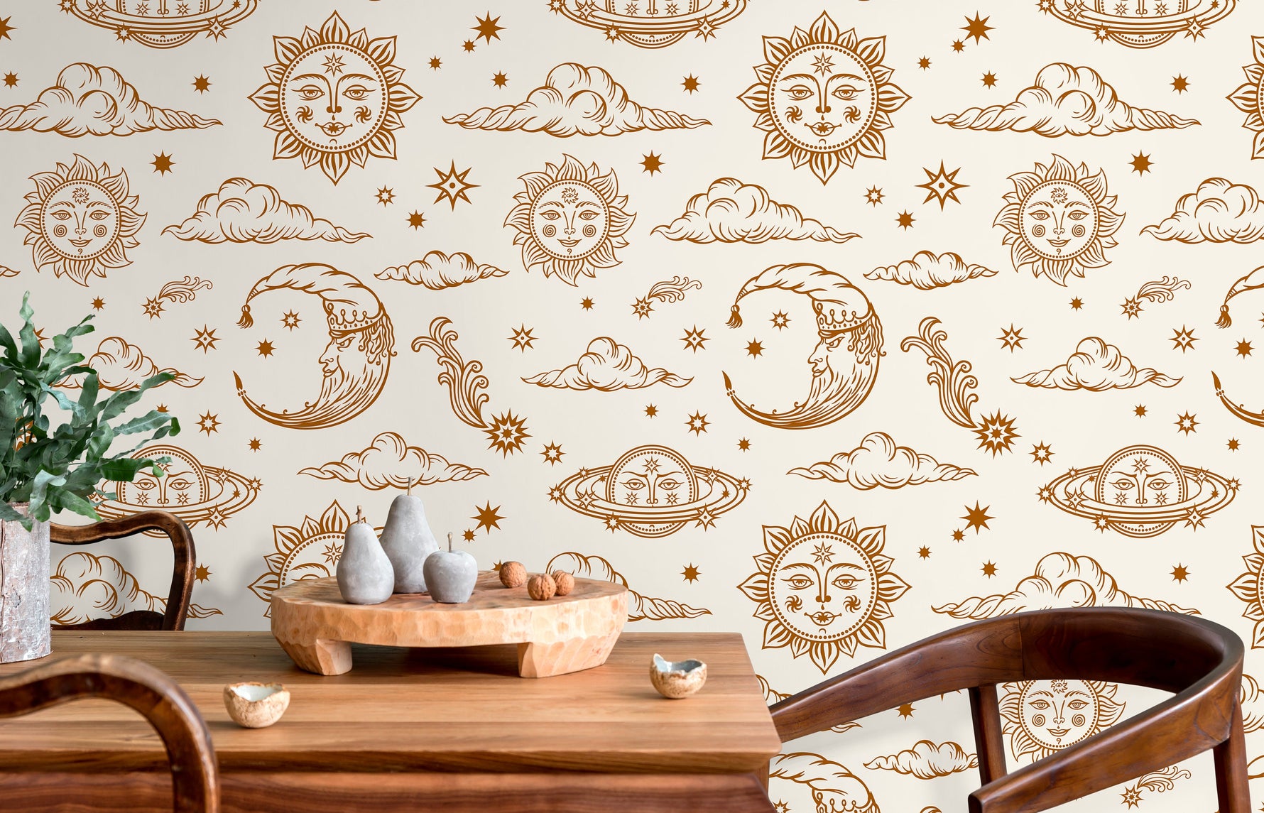 Mystique and Celestial Wallpaper Removable Peel and Stick Wallpaper, Peel and Stick Wallpaper Moon and Sun - ZABC