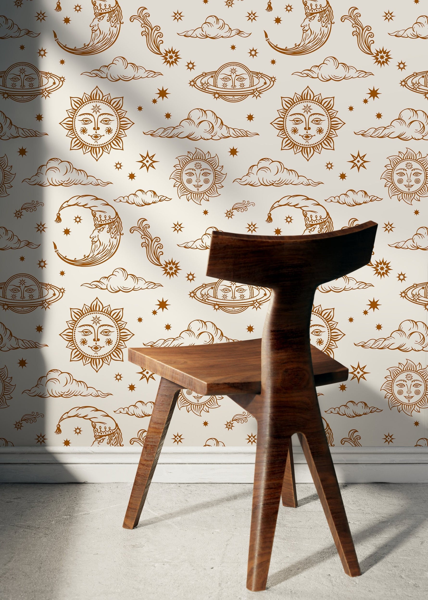 Mystique and Celestial Wallpaper Removable Peel and Stick Wallpaper, Peel and Stick Wallpaper Moon and Sun - ZABC