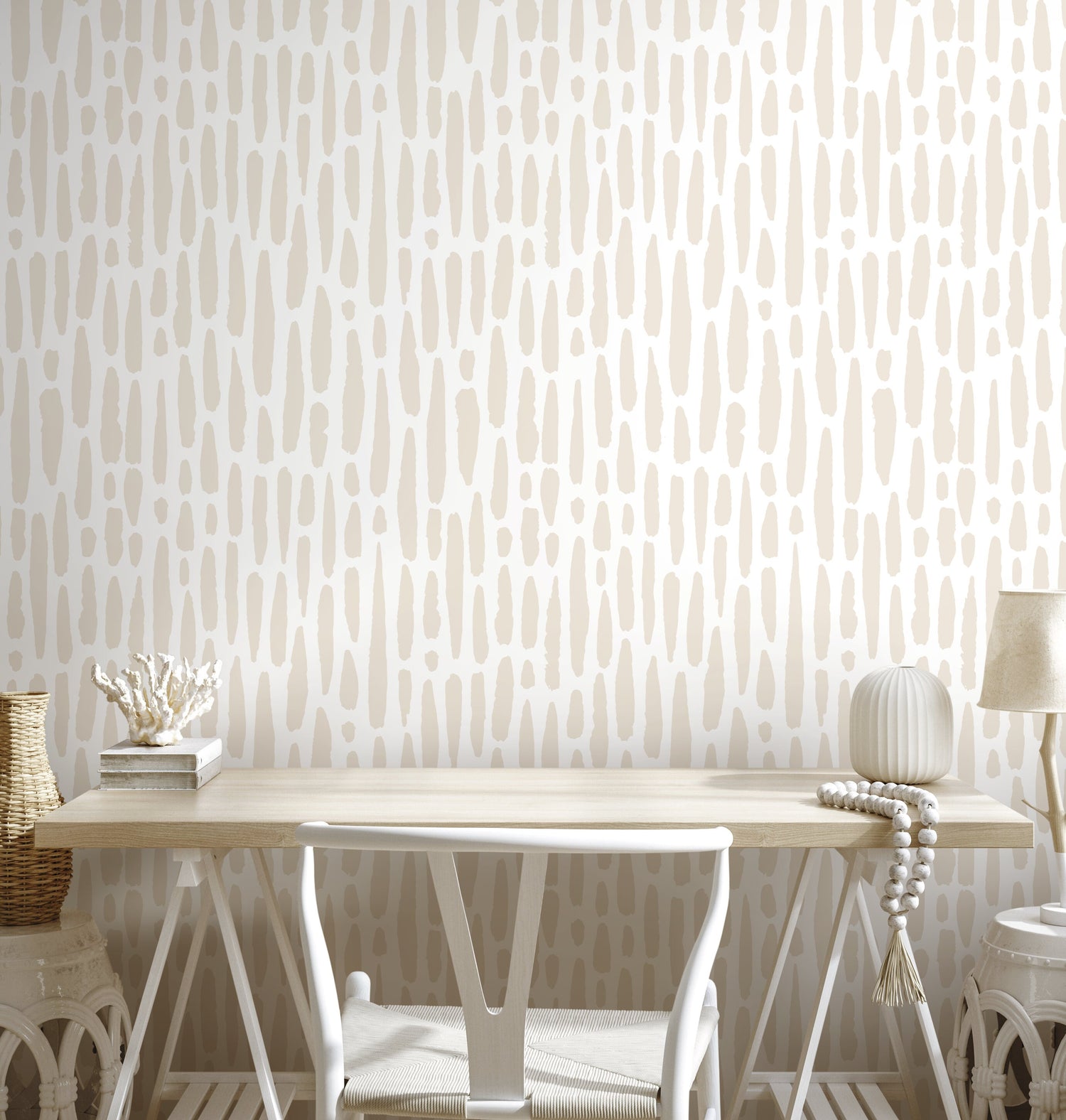 Paint Brush Dotted in Sand Wallpaper Abstract Removable and Repositionable Peel and Stick or Traditional Pre-pasted Wallpaper - ZACJ