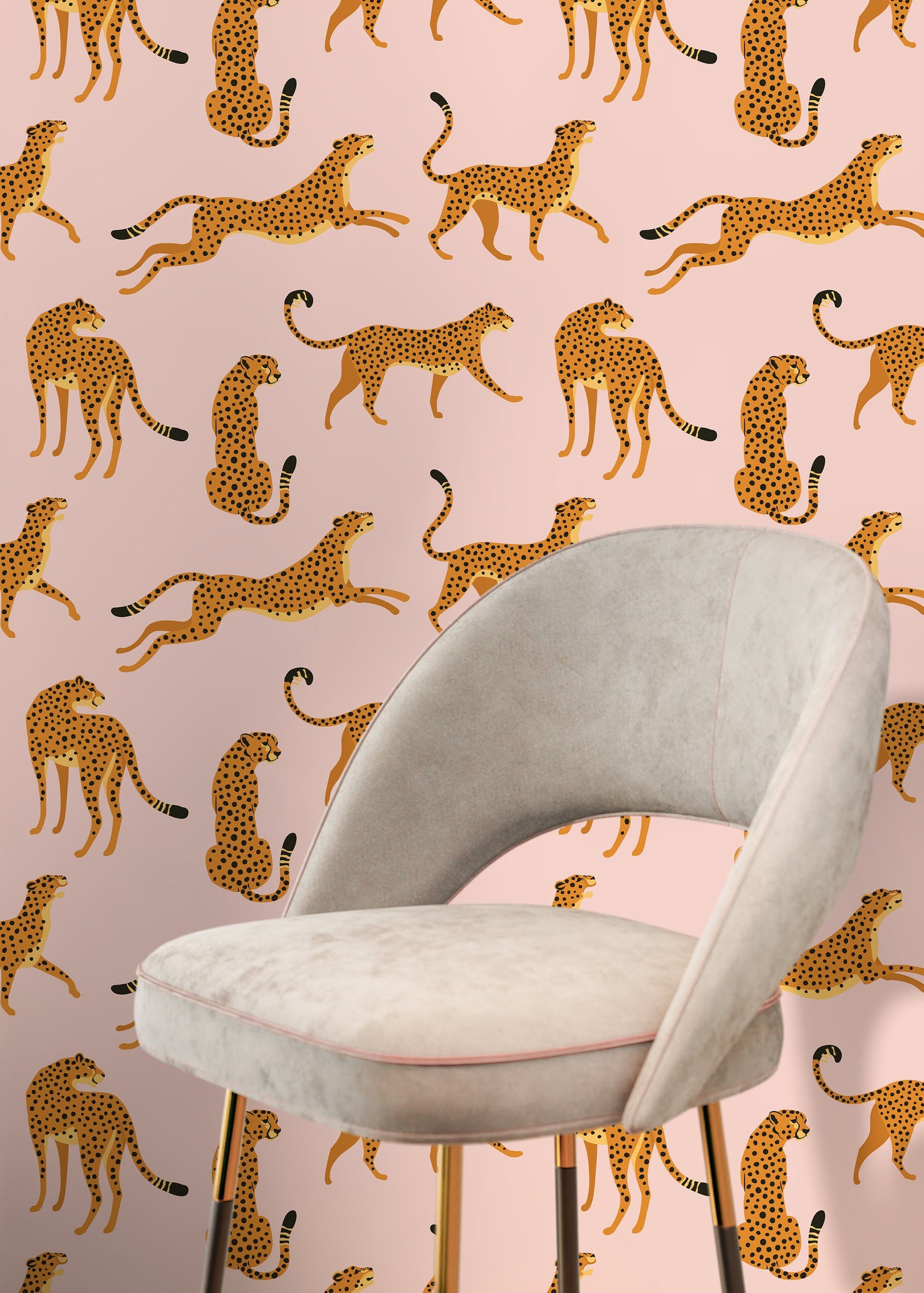 Pink Boho Cheetah Wallpaper Removable and Repositionable Peel and Stick or Traditional Pre-pasted Wallpaper - ZACM